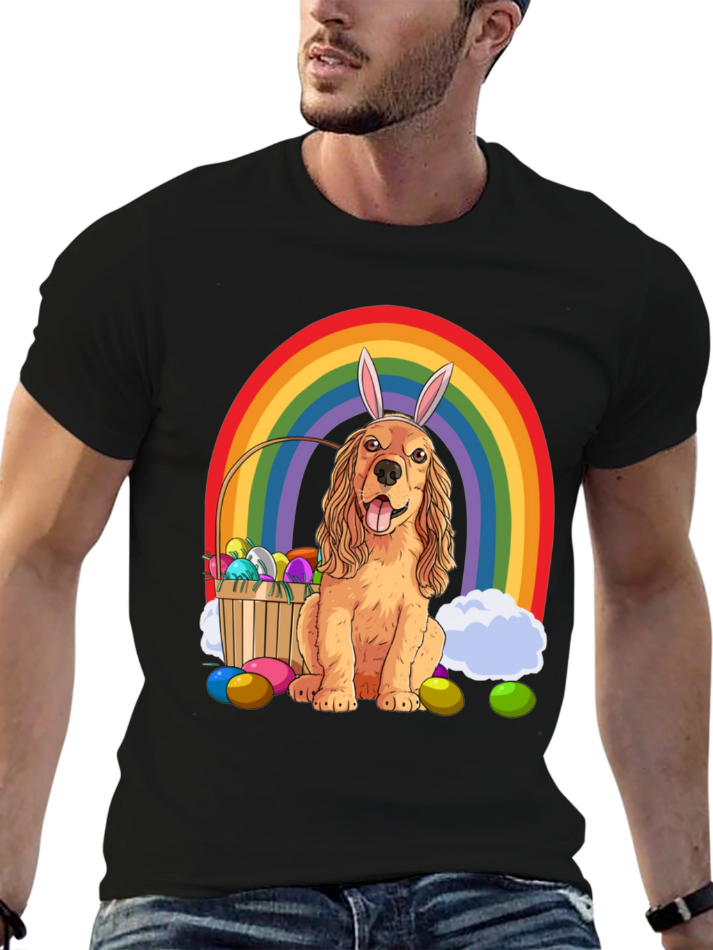 Easter Dog Rainbow Graphic Tee