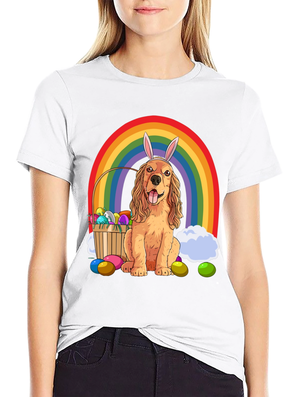 Easter Dog Rainbow Graphic Tee