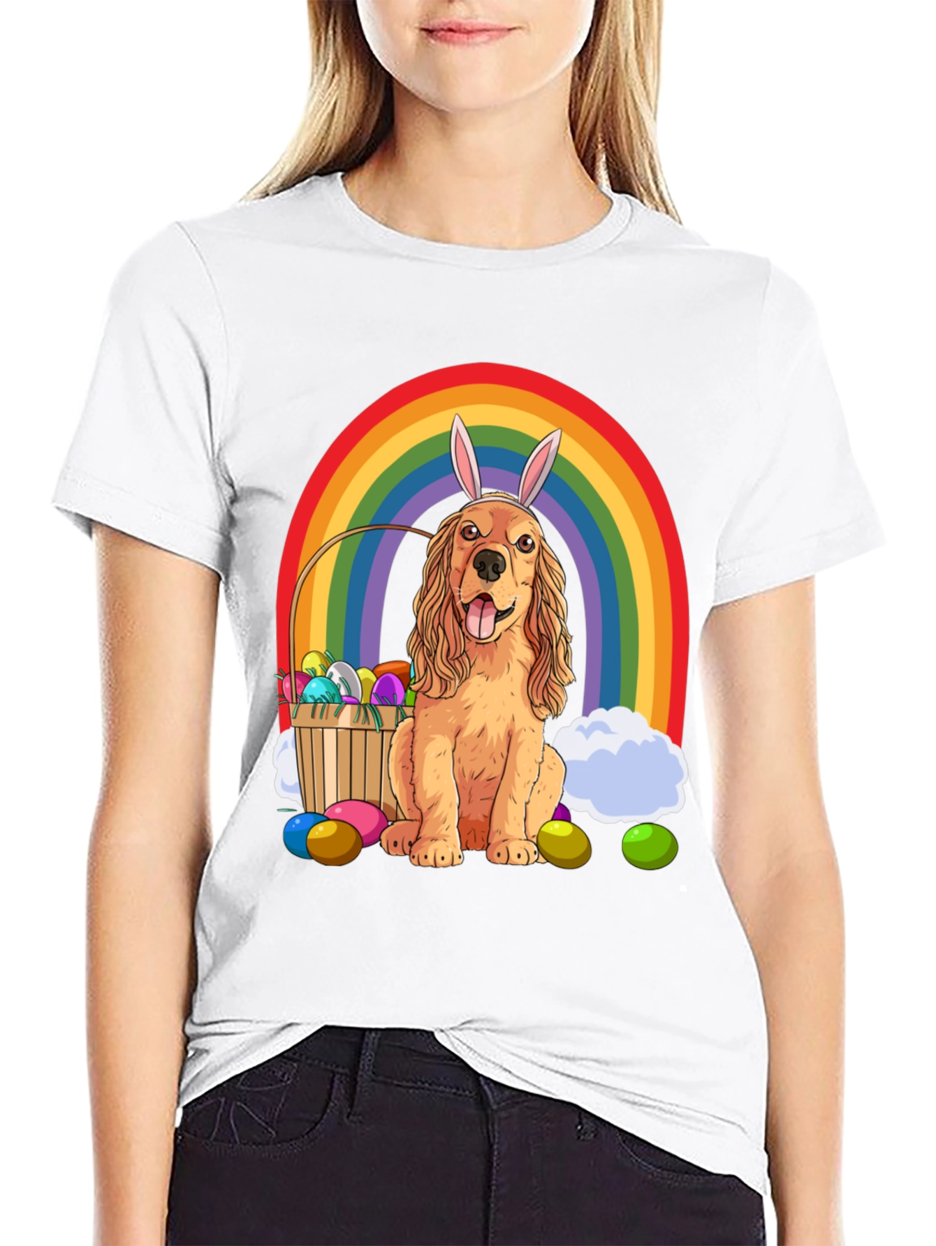 Easter Dog Rainbow Graphic Tee
