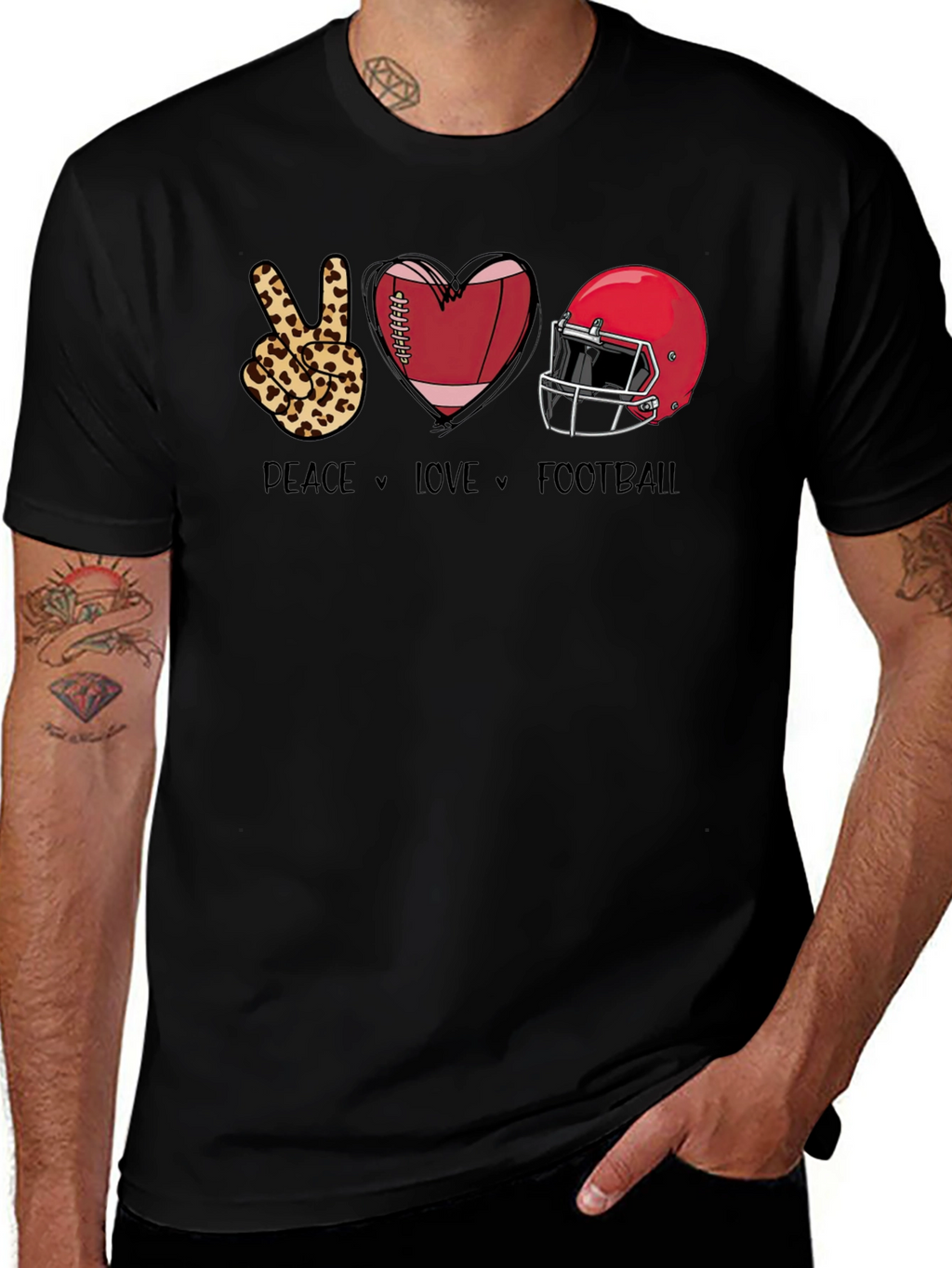Peace Love Football Graphic T-Shirt