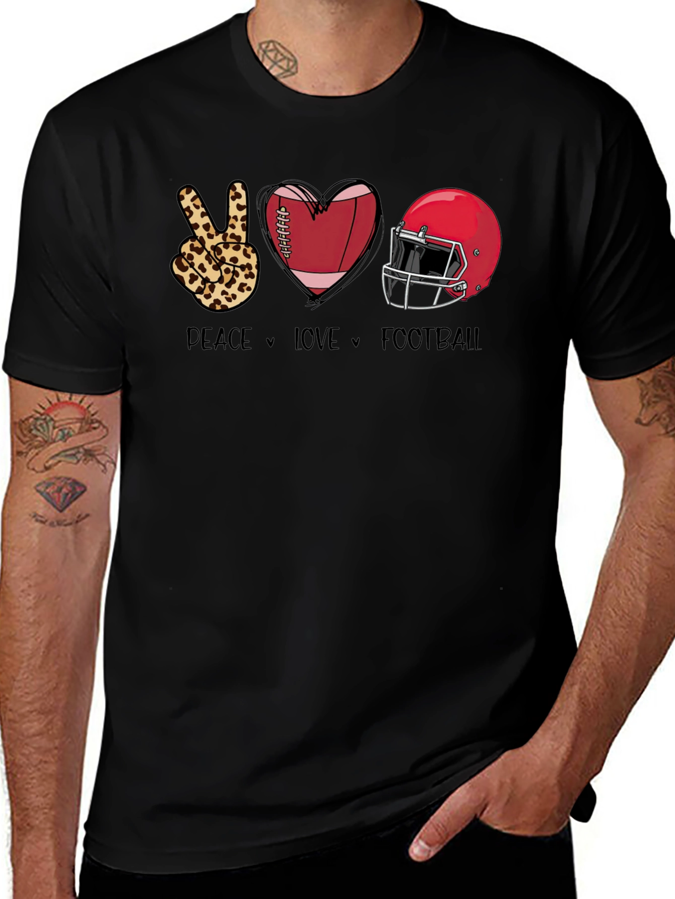 Peace Love Football Graphic T-Shirt