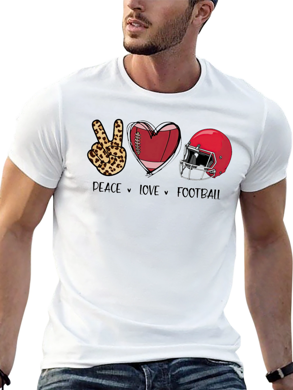 Peace Love Football Graphic T-Shirt