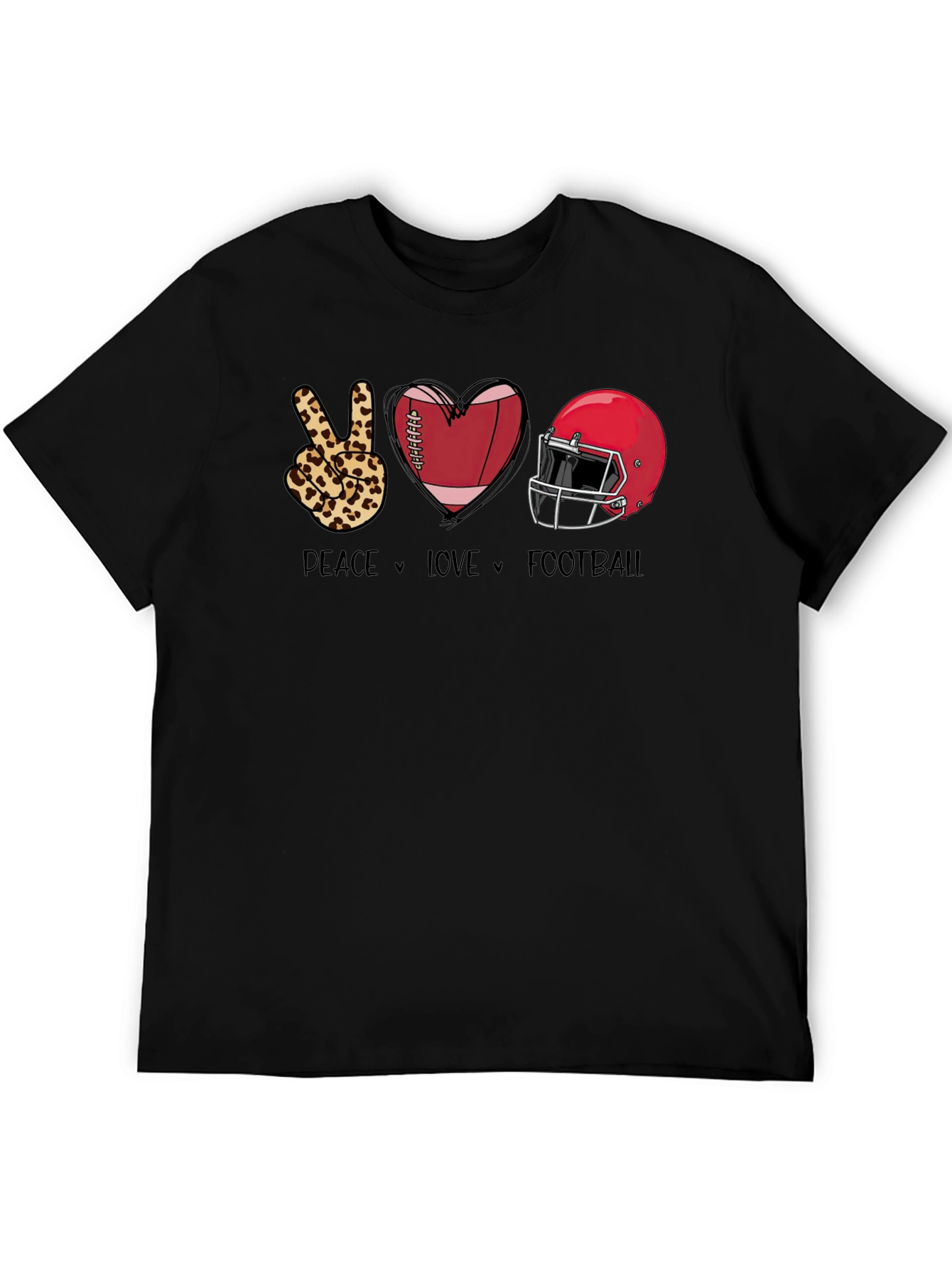 Peace Love Football Graphic T-Shirt