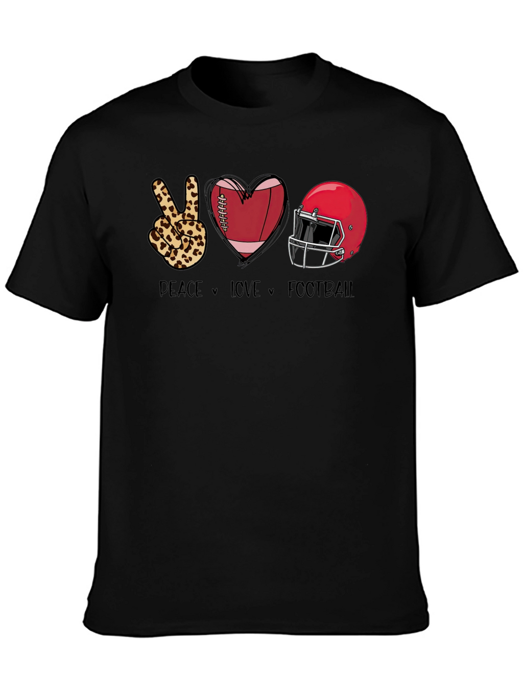 Peace Love Football Graphic T-Shirt