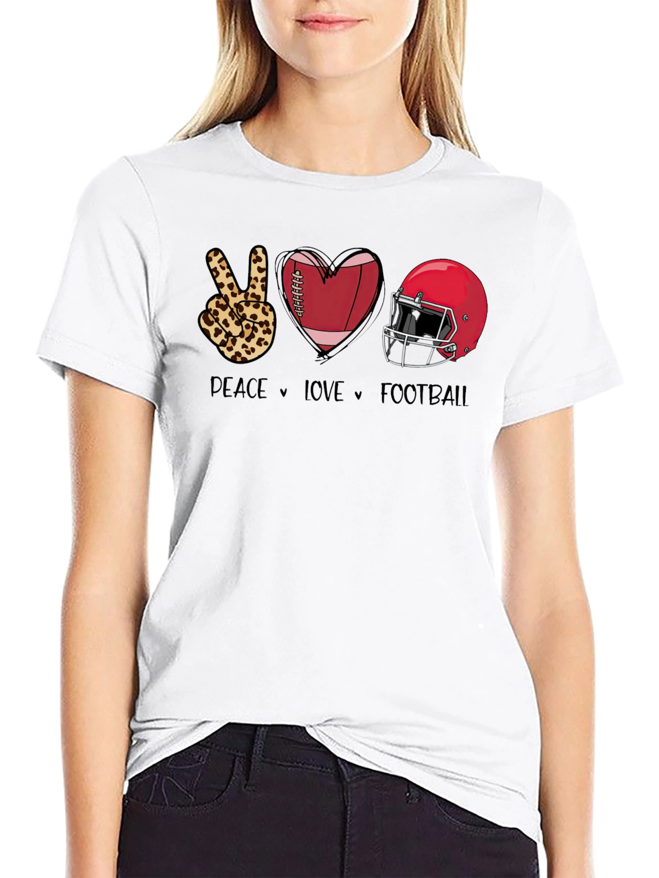 Peace Love Football Graphic T-Shirt