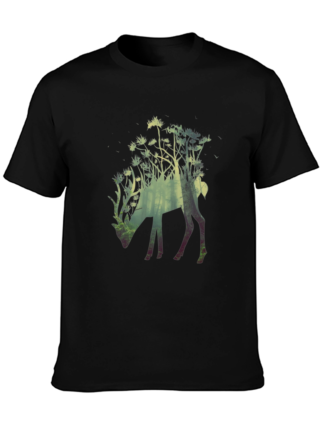 Nature Deer Graphic Tee - Mens Black T-Shirt