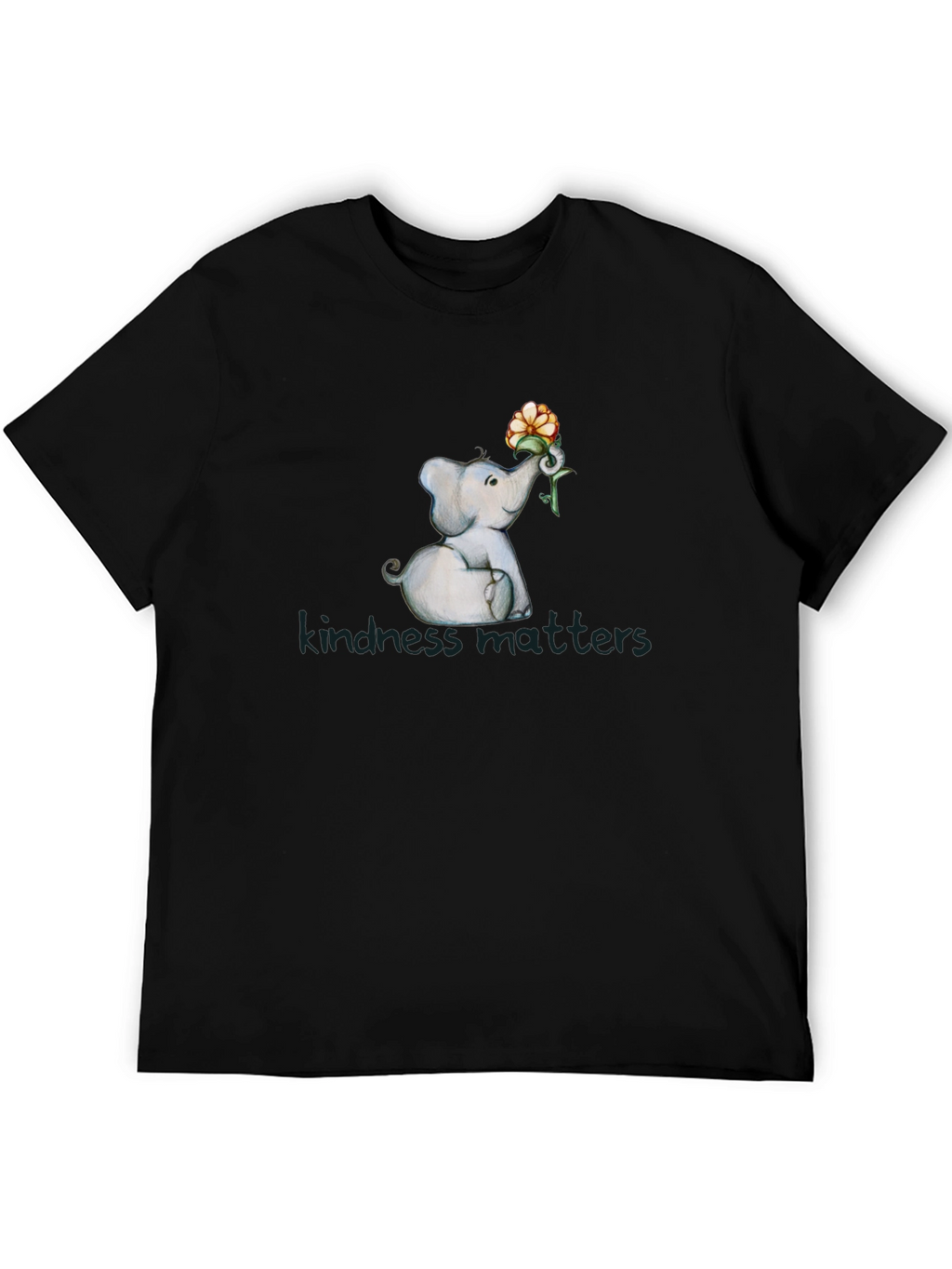Kindness Matters Elephant Flower Graphic T-Shirt