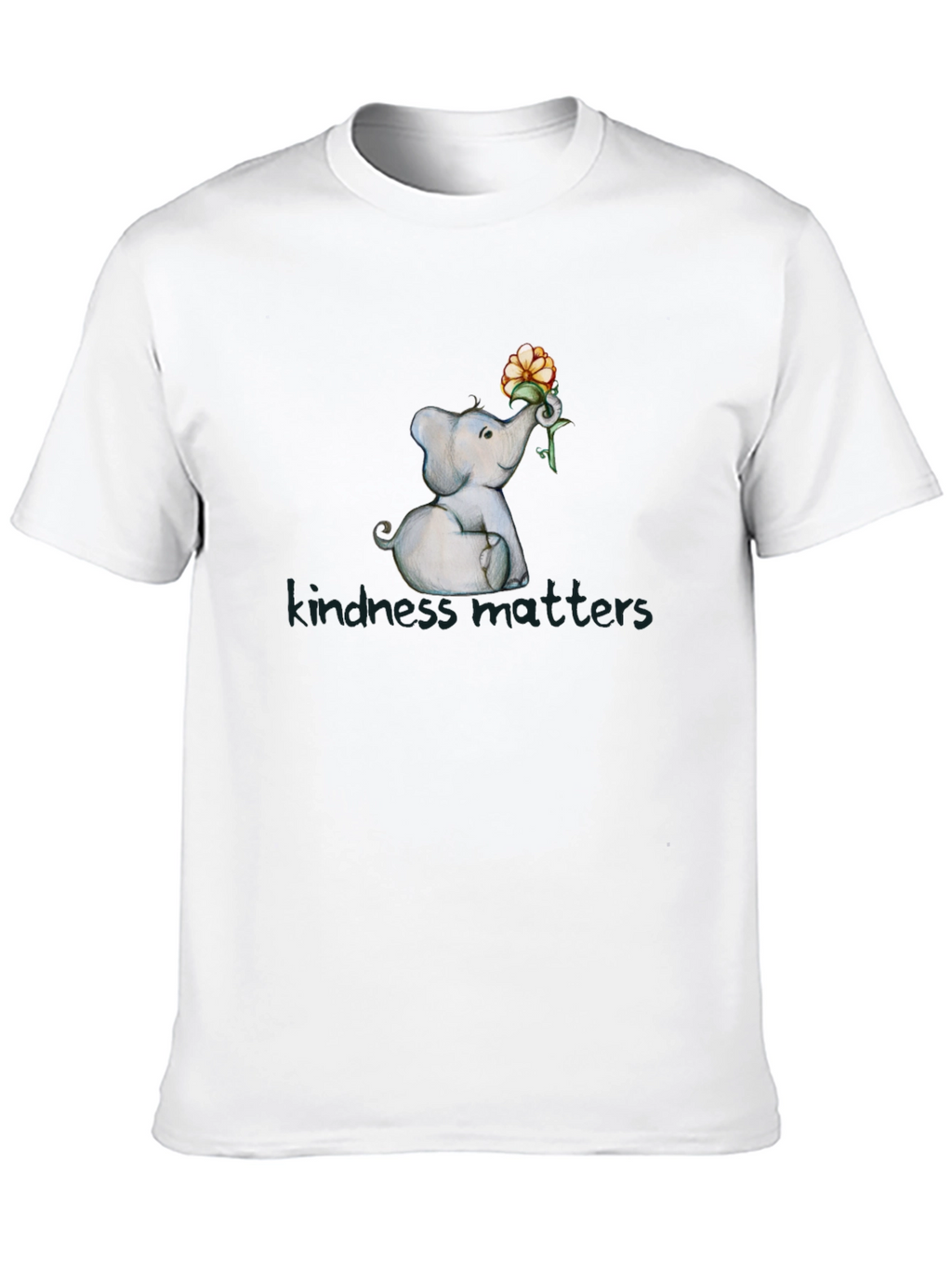 Kindness Matters Elephant Flower Graphic T-Shirt