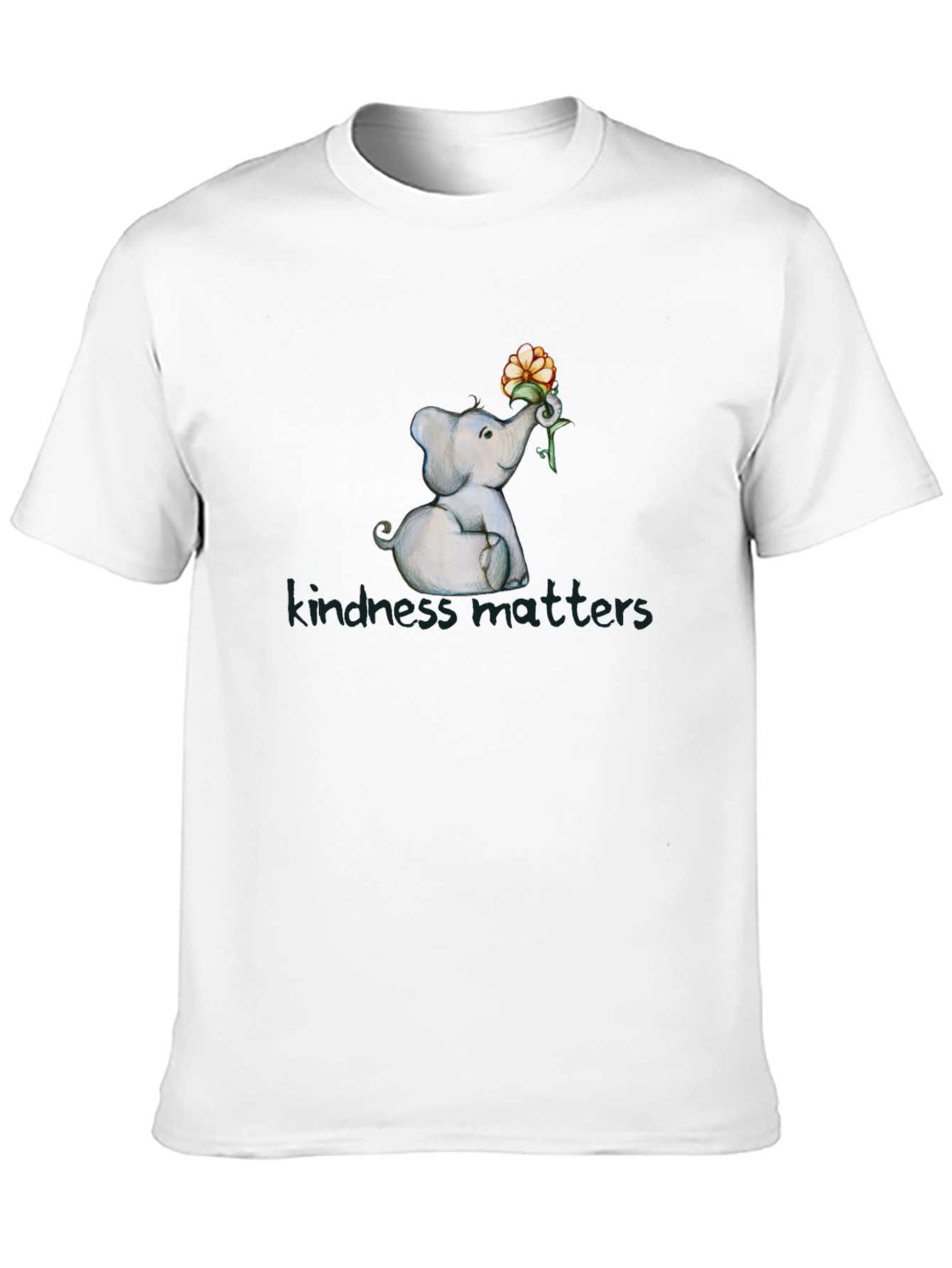Kindness Matters Elephant Flower Graphic T-Shirt