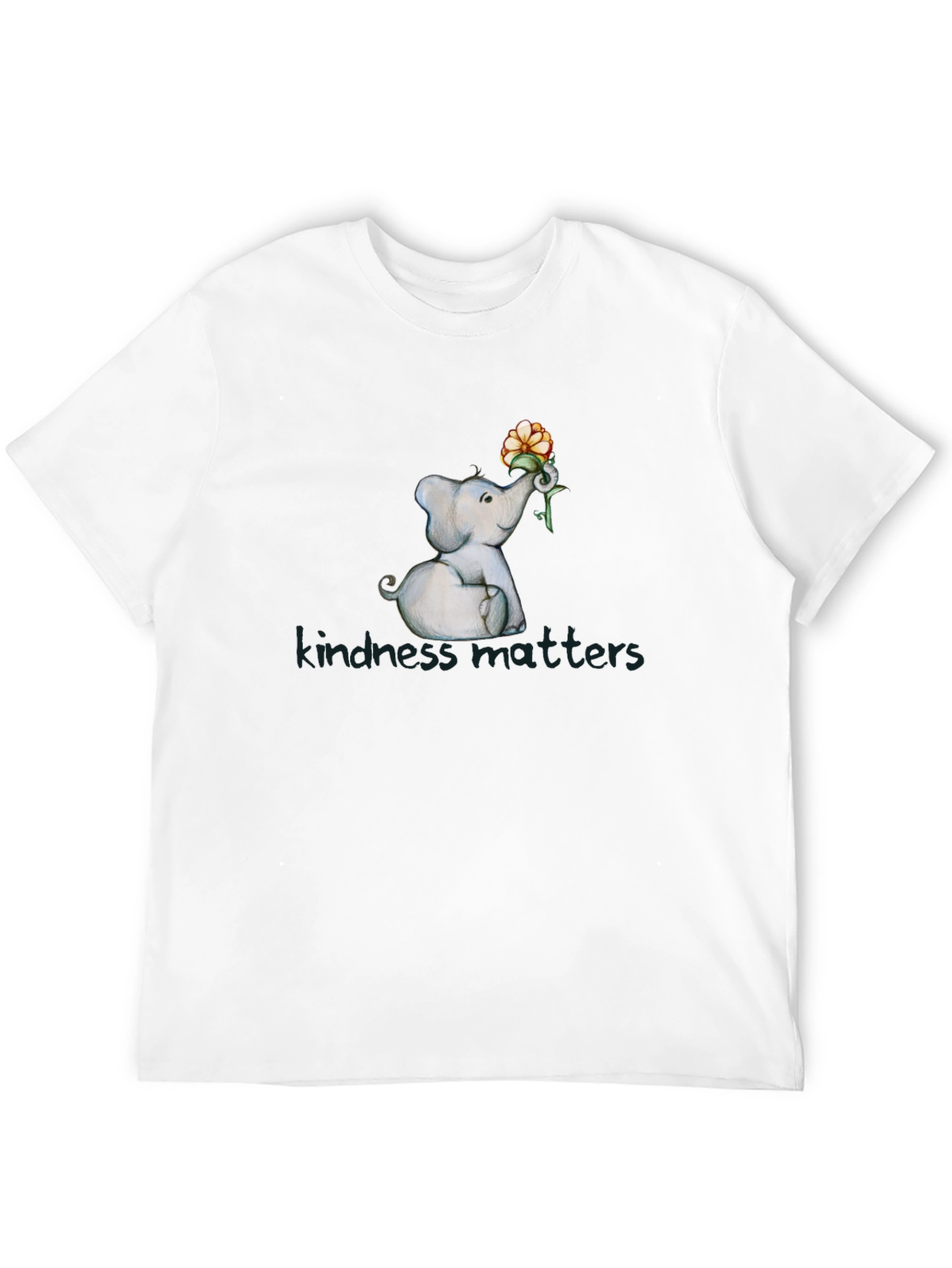 Kindness Matters Elephant Flower Graphic T-Shirt