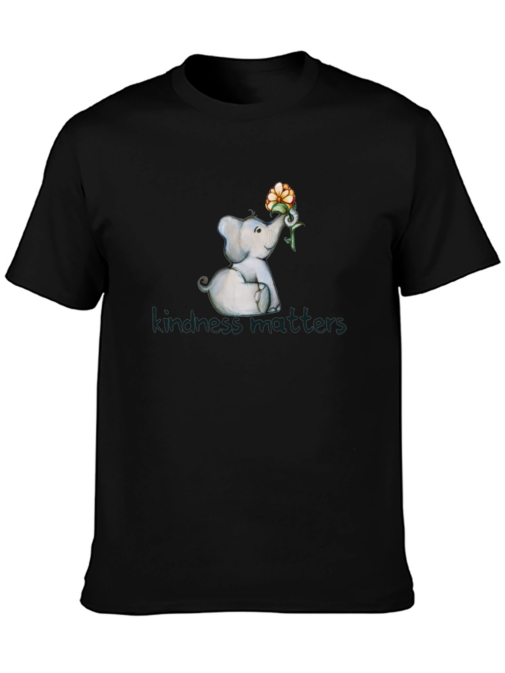 Kindness Matters Elephant Flower Graphic T-Shirt