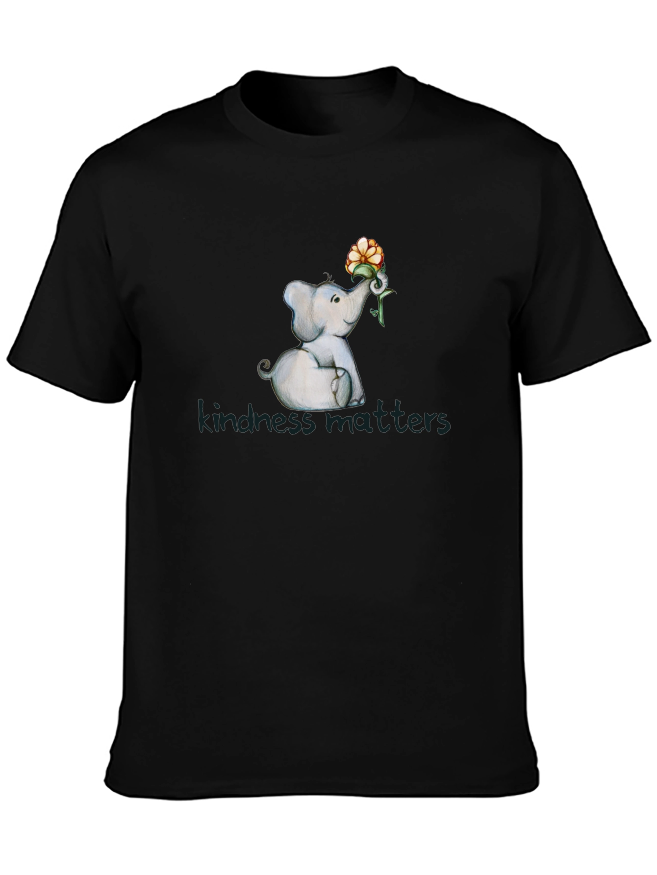 Kindness Matters Elephant Flower Graphic T-Shirt
