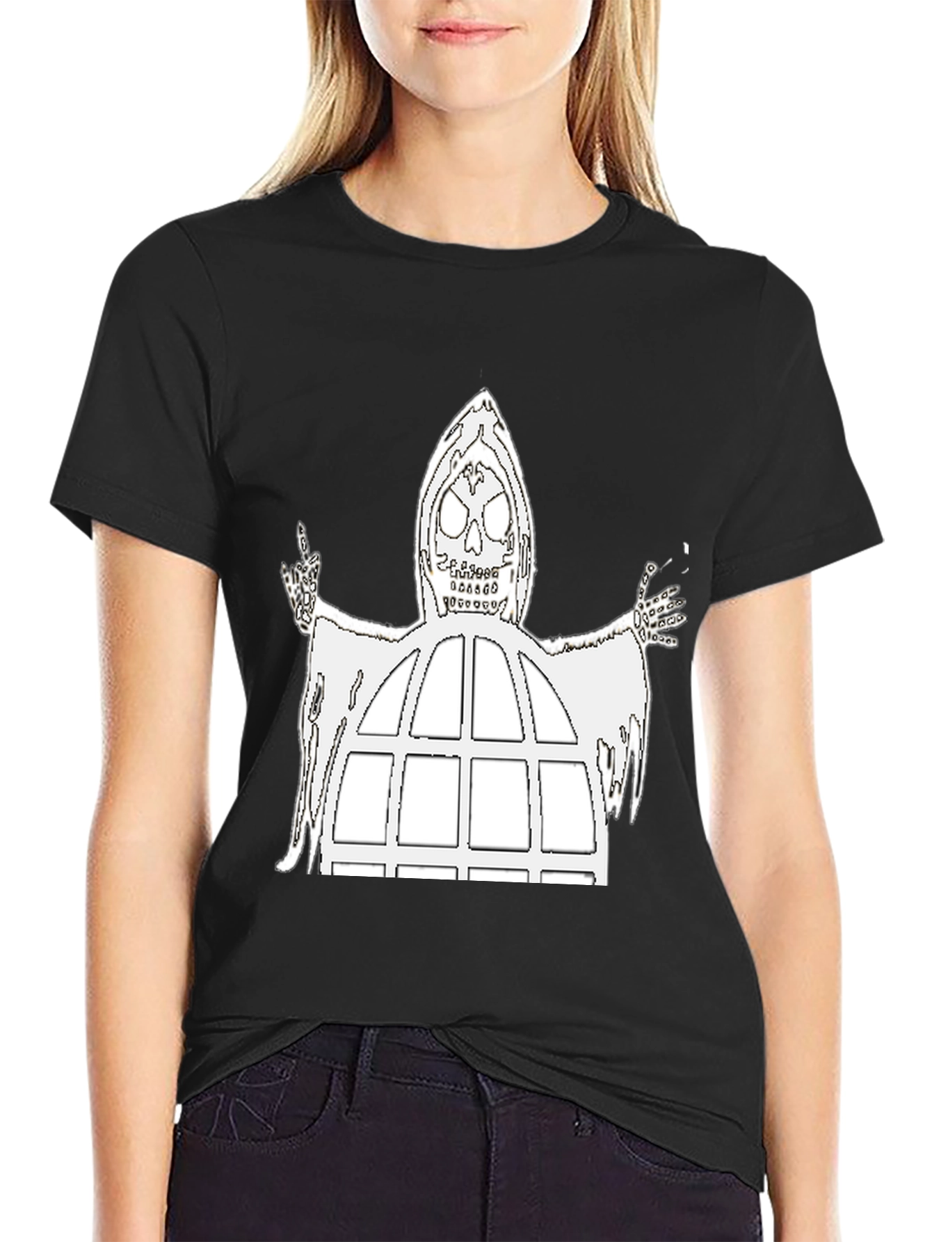 Grim Reaper Window Graphic Tee - Black Cotton
