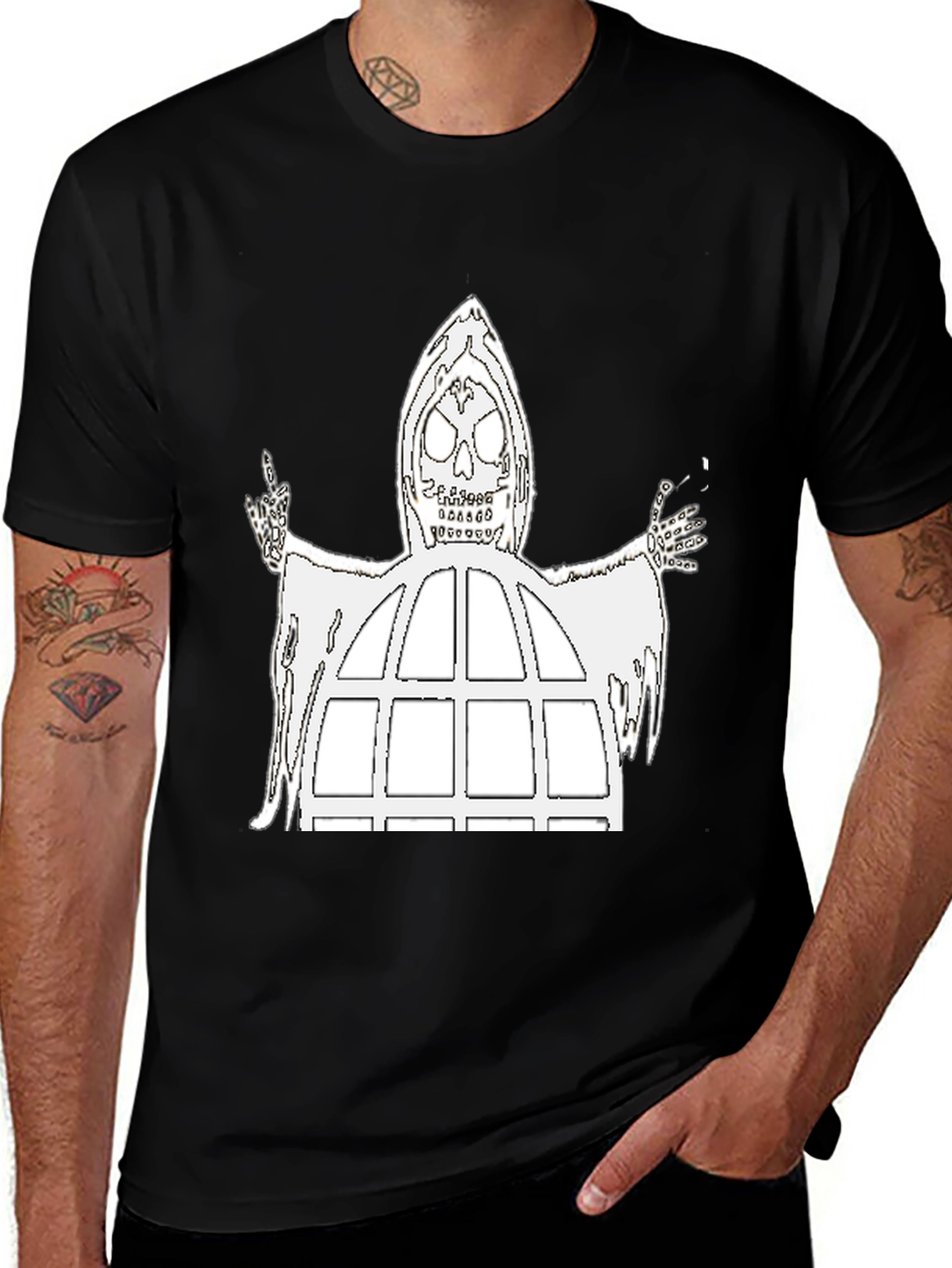 Grim Reaper Window Graphic Tee - Black Cotton