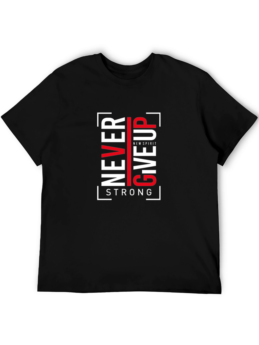 Never Give Up Graphic Print Black T-Shirt