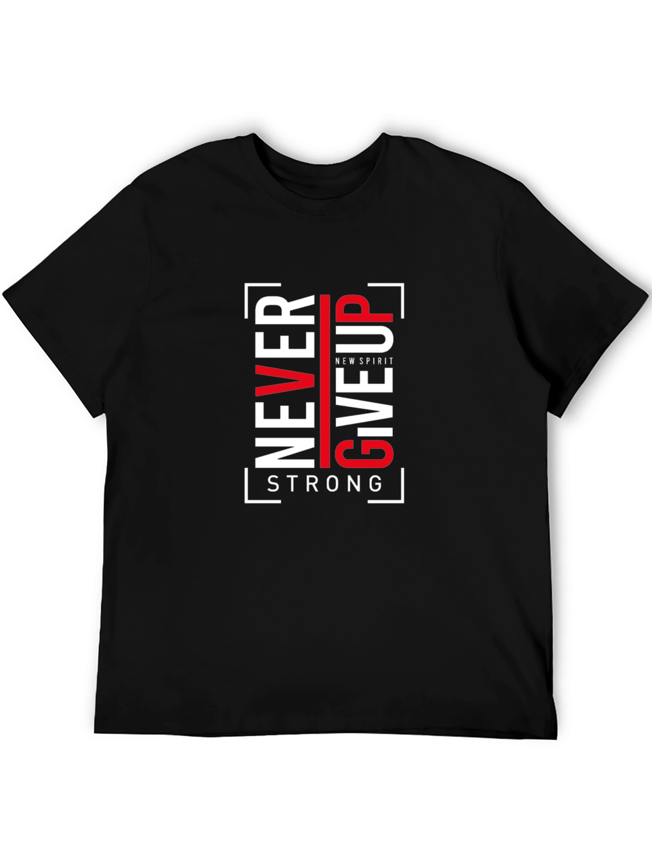 Never Give Up Graphic Print Black T-Shirt