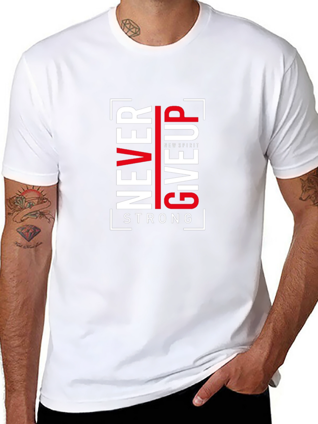 Never Give Up Graphic Print Black T-Shirt