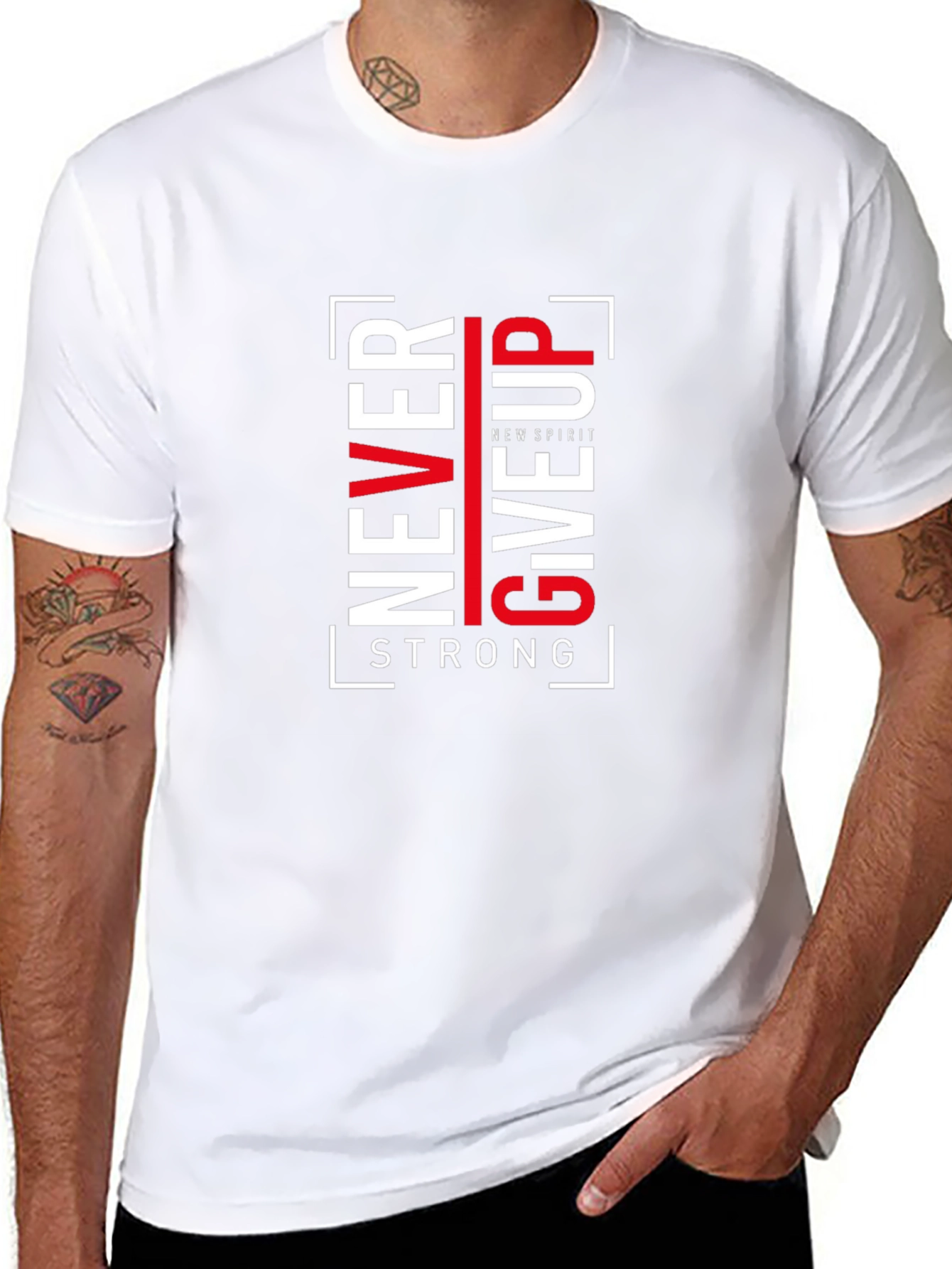 Never Give Up Graphic Print Black T-Shirt