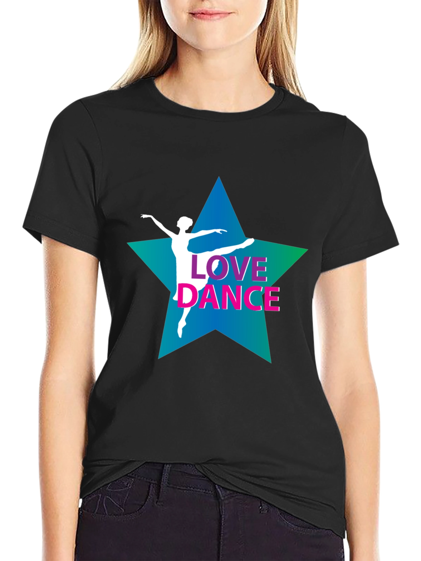 Love Dance Graphic Tee - Black Cotton T-Shirt