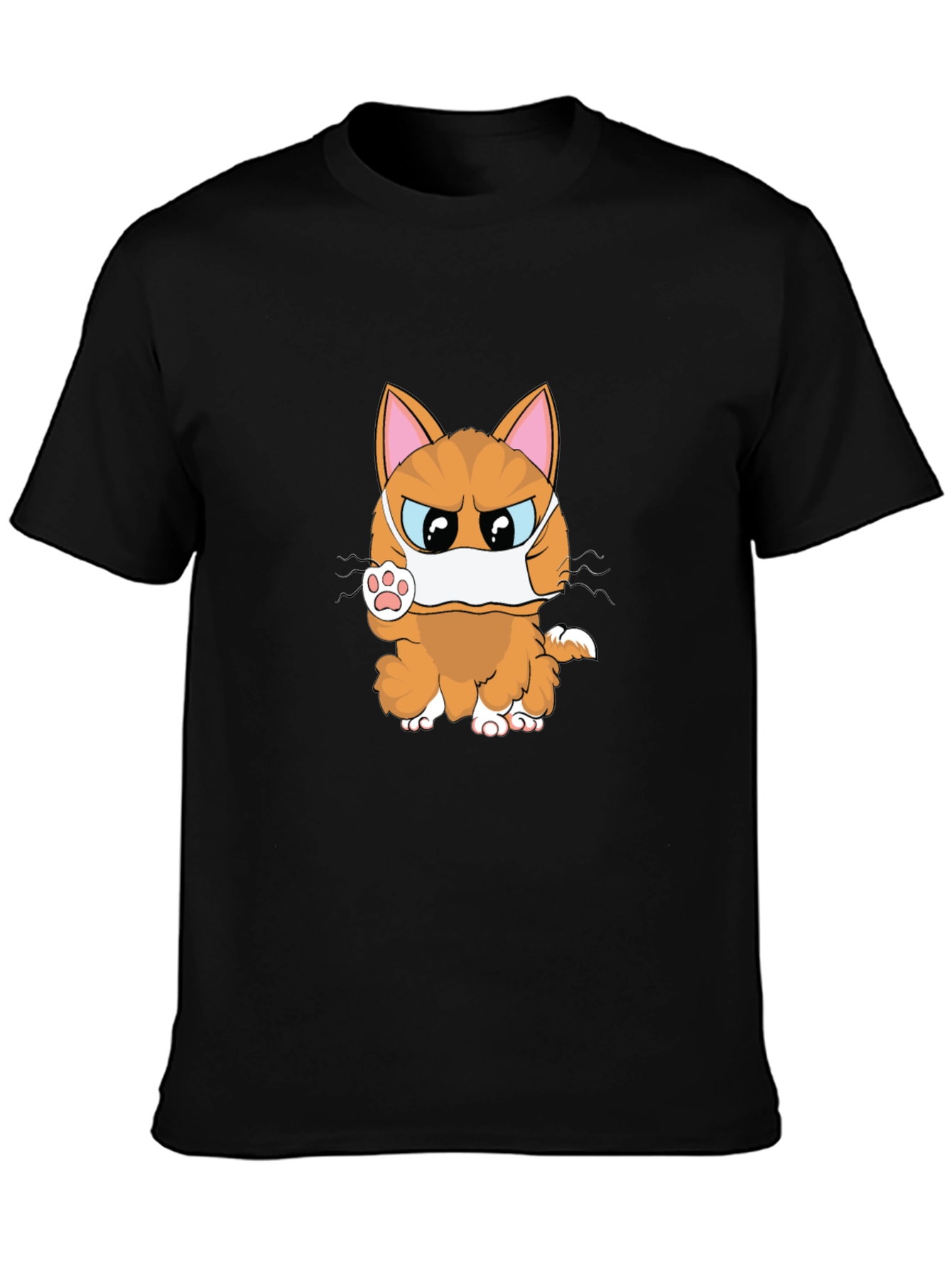 Angry Masked Cat Graphic T-Shirt