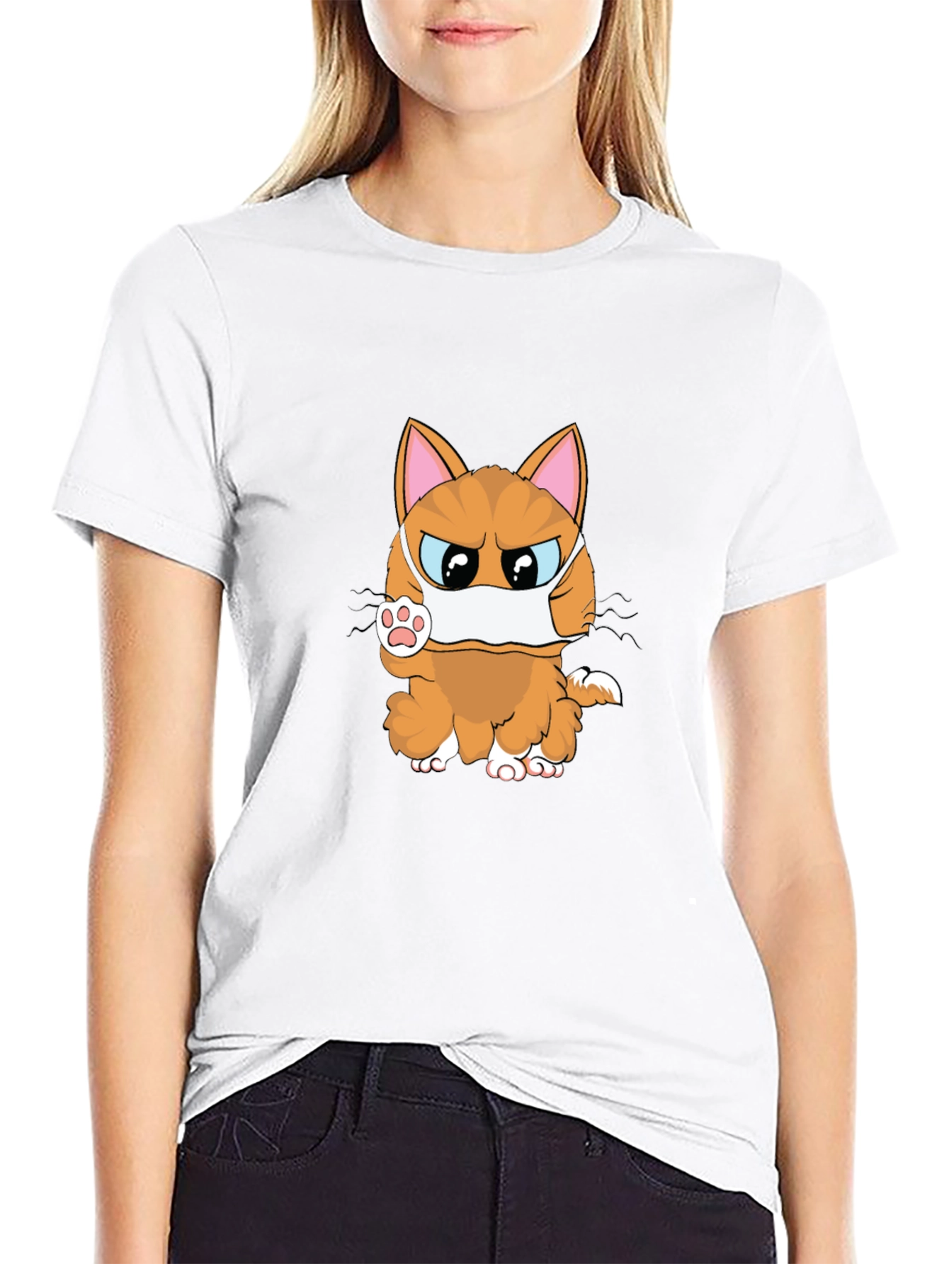 Angry Masked Cat Graphic T-Shirt