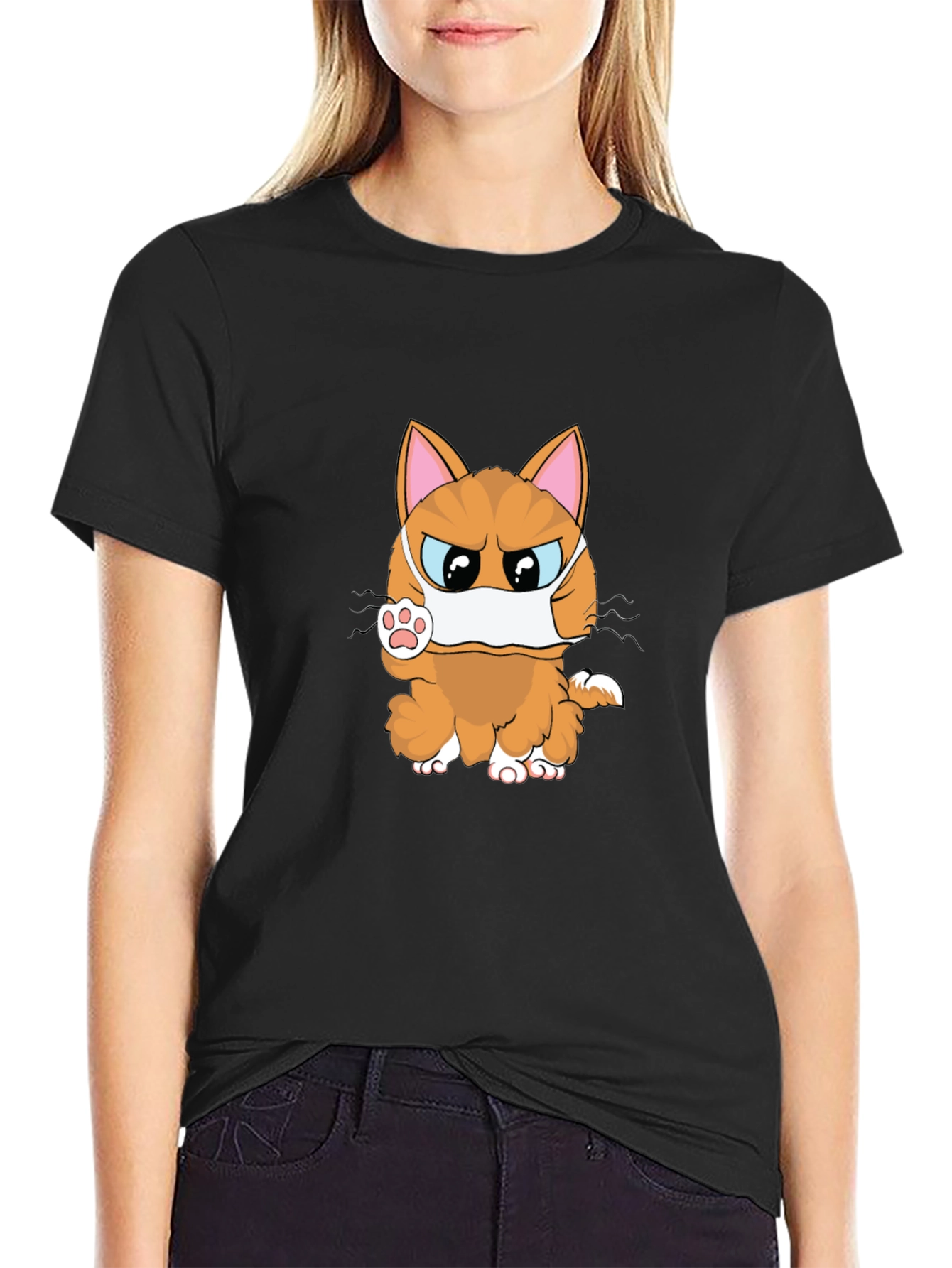 Angry Masked Cat Graphic T-Shirt
