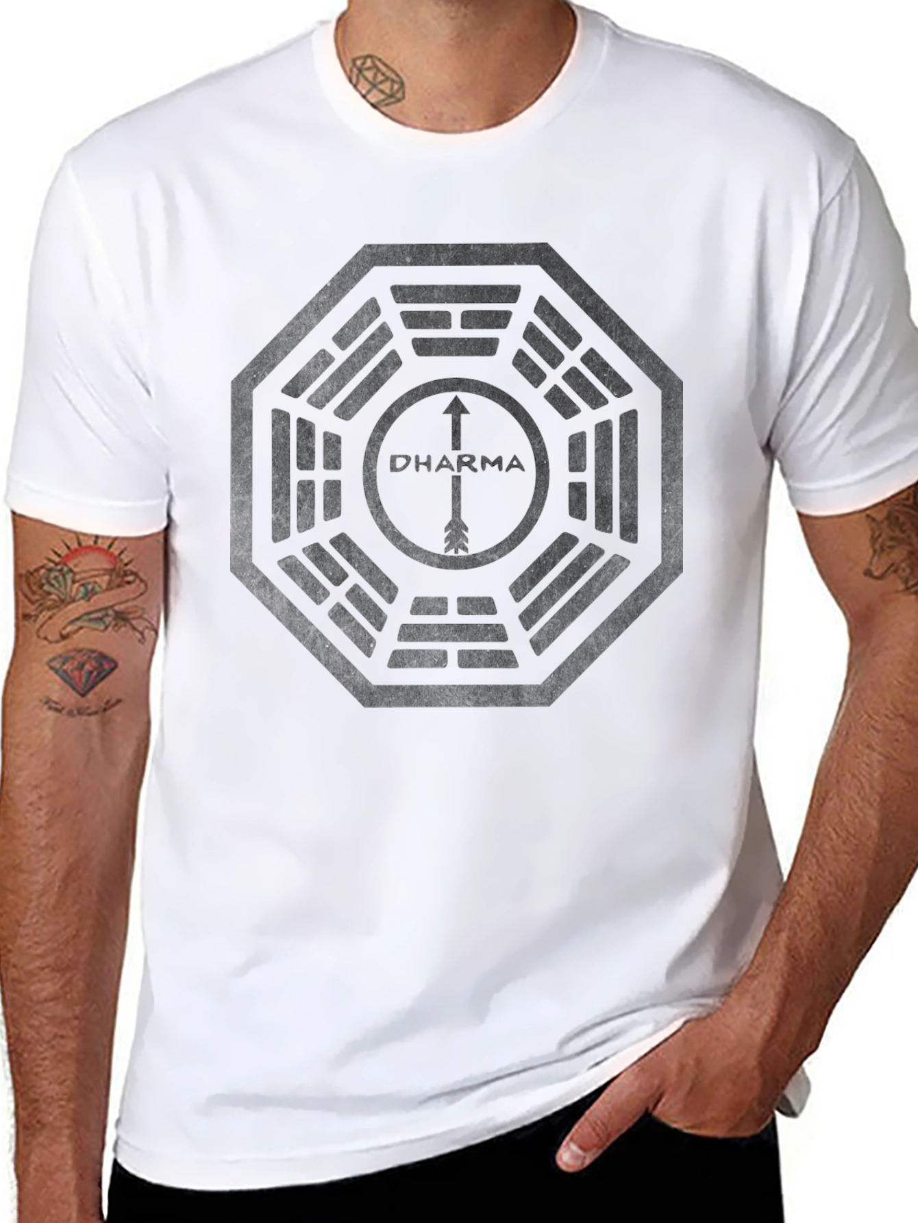 Dharma Initiative T-Shirt - Black Cotton Blend