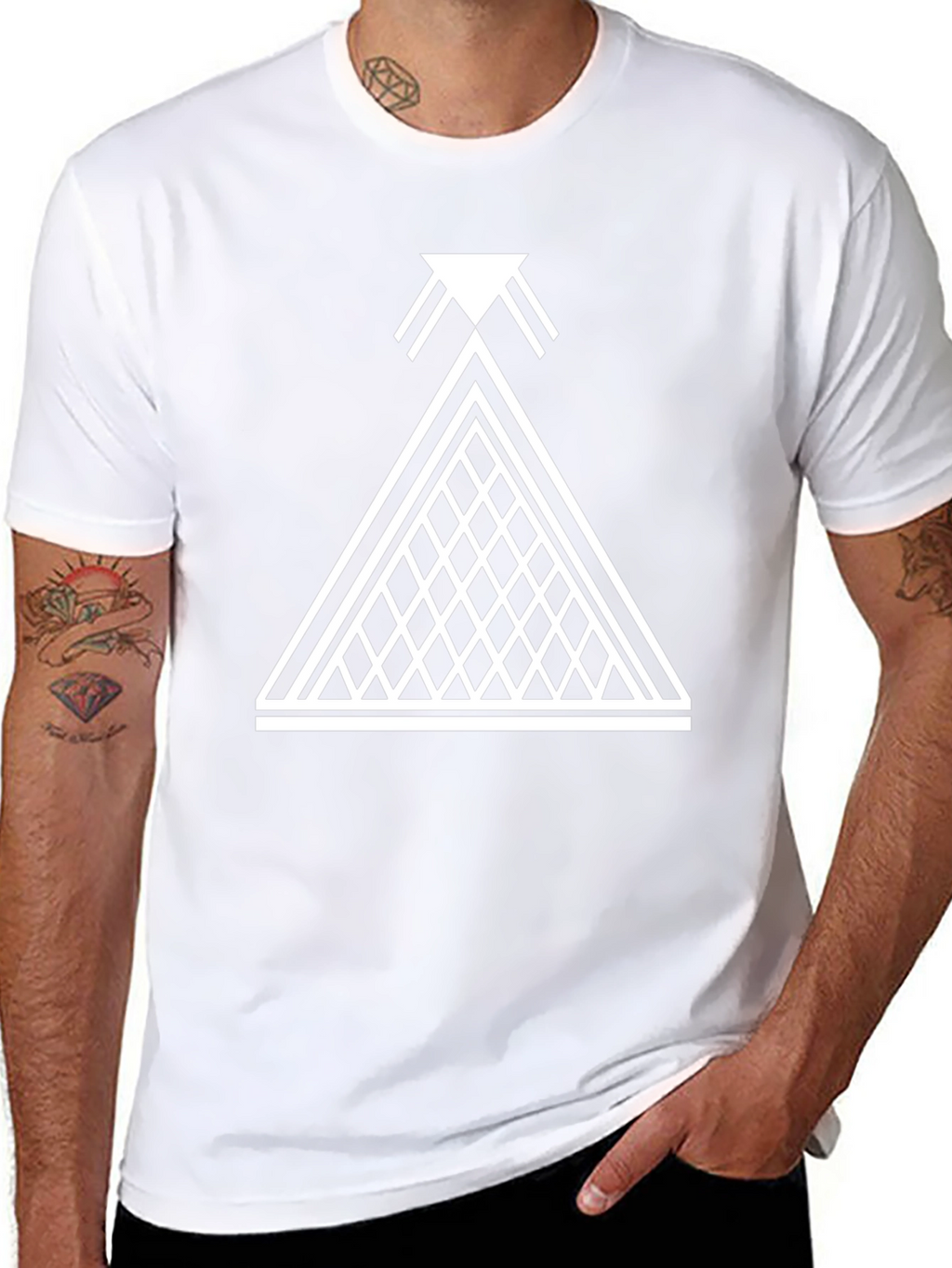 Geometric Pyramid Graphic Black T-Shirt