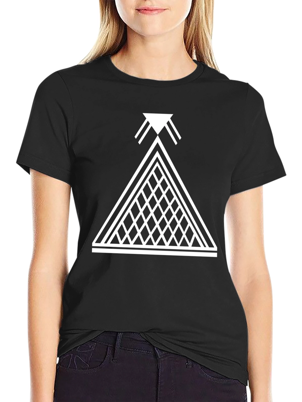 Geometric Pyramid Graphic Black T-Shirt