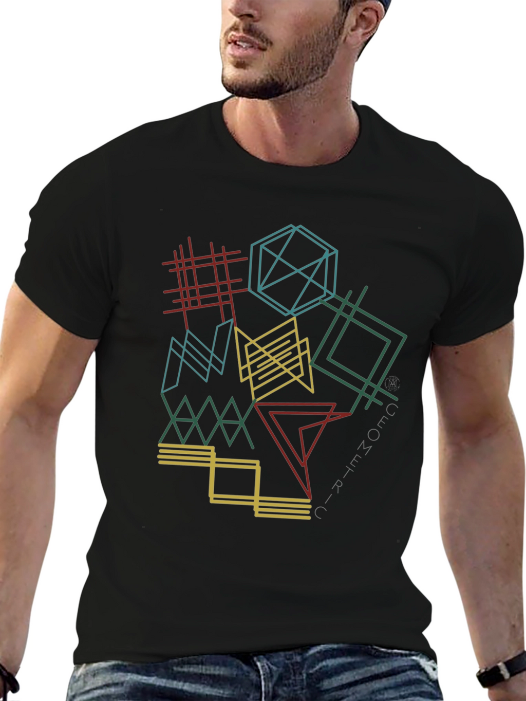 Geometric Lines Graphic Tee - Modern Style