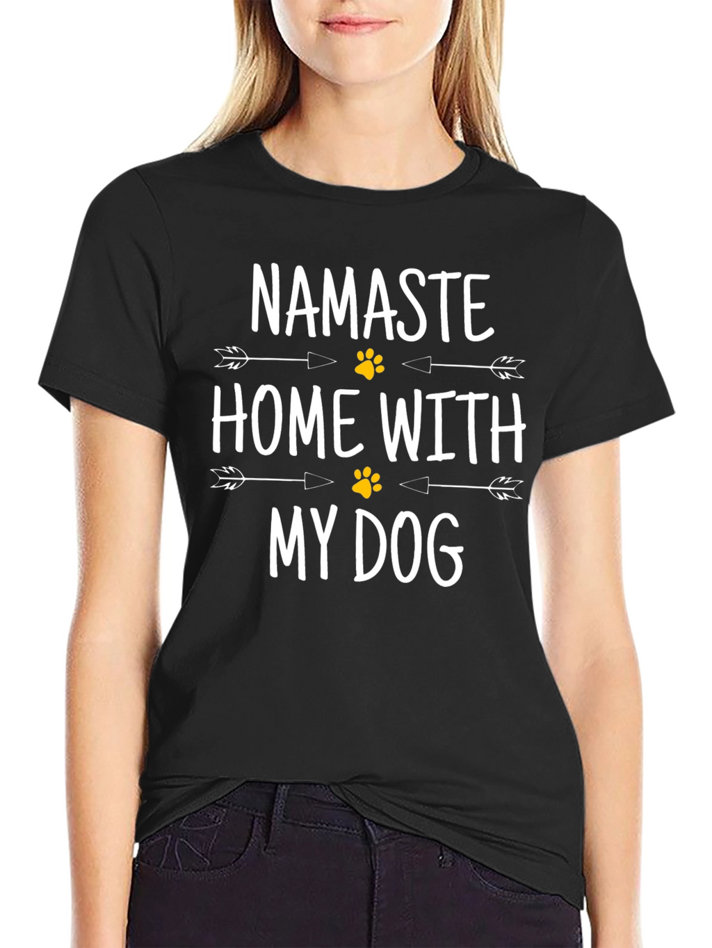 Namaste Home With My Dog Black T-Shirt