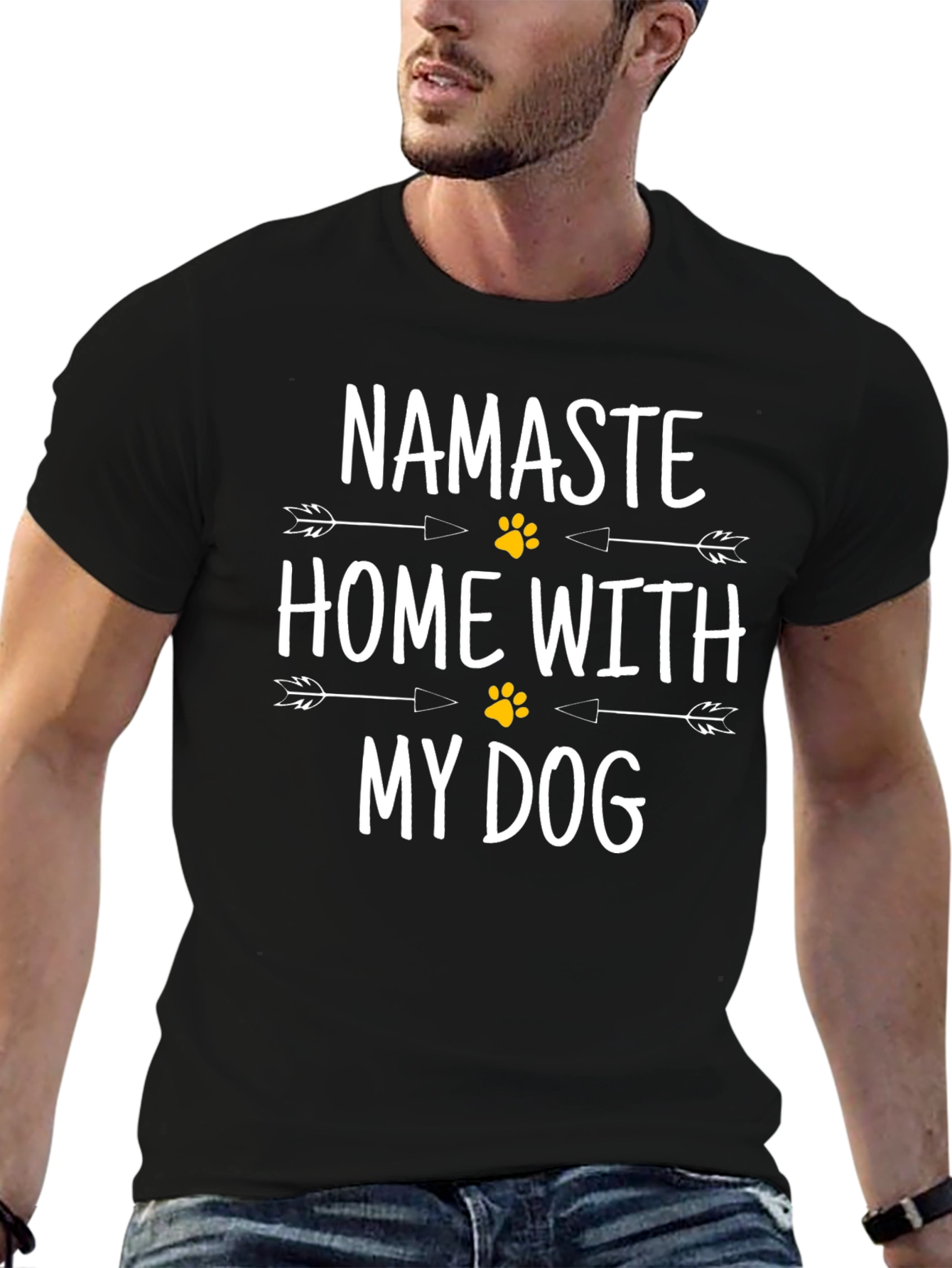 Namaste Home With My Dog Black T-Shirt