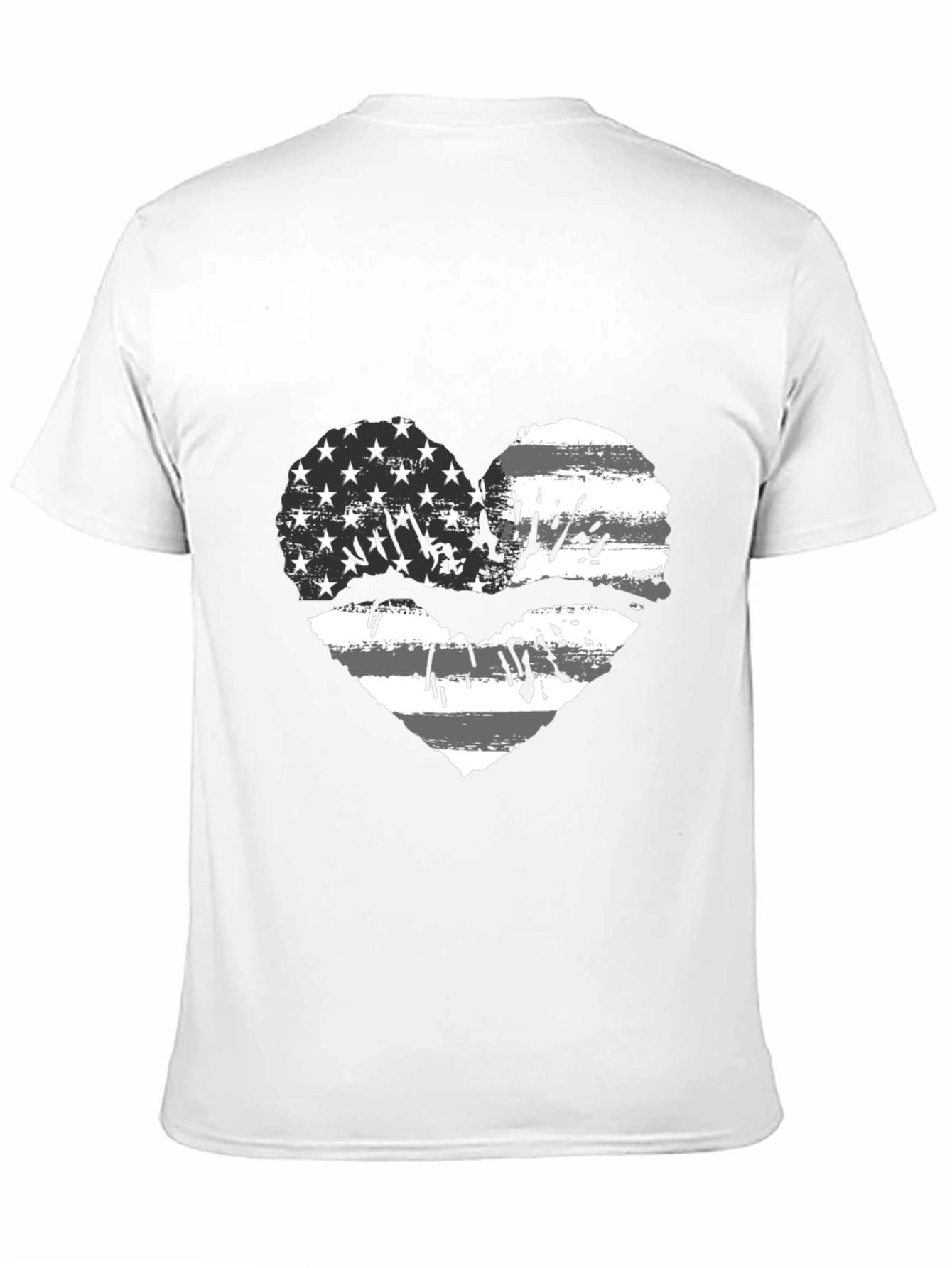 American Flag Heart Lips Black T-Shirt