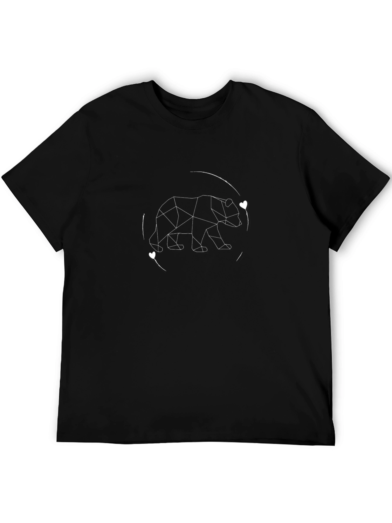 Geometric Bear Graphic Tee - Stylish Black T-Shirt