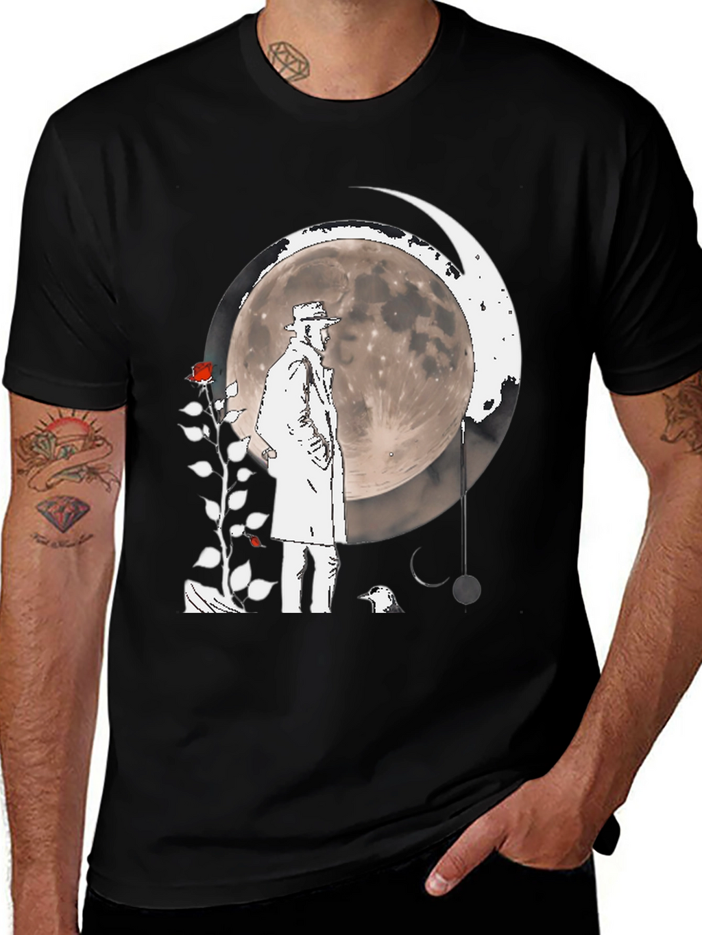 Moonlit Detective Graphic T-Shirt