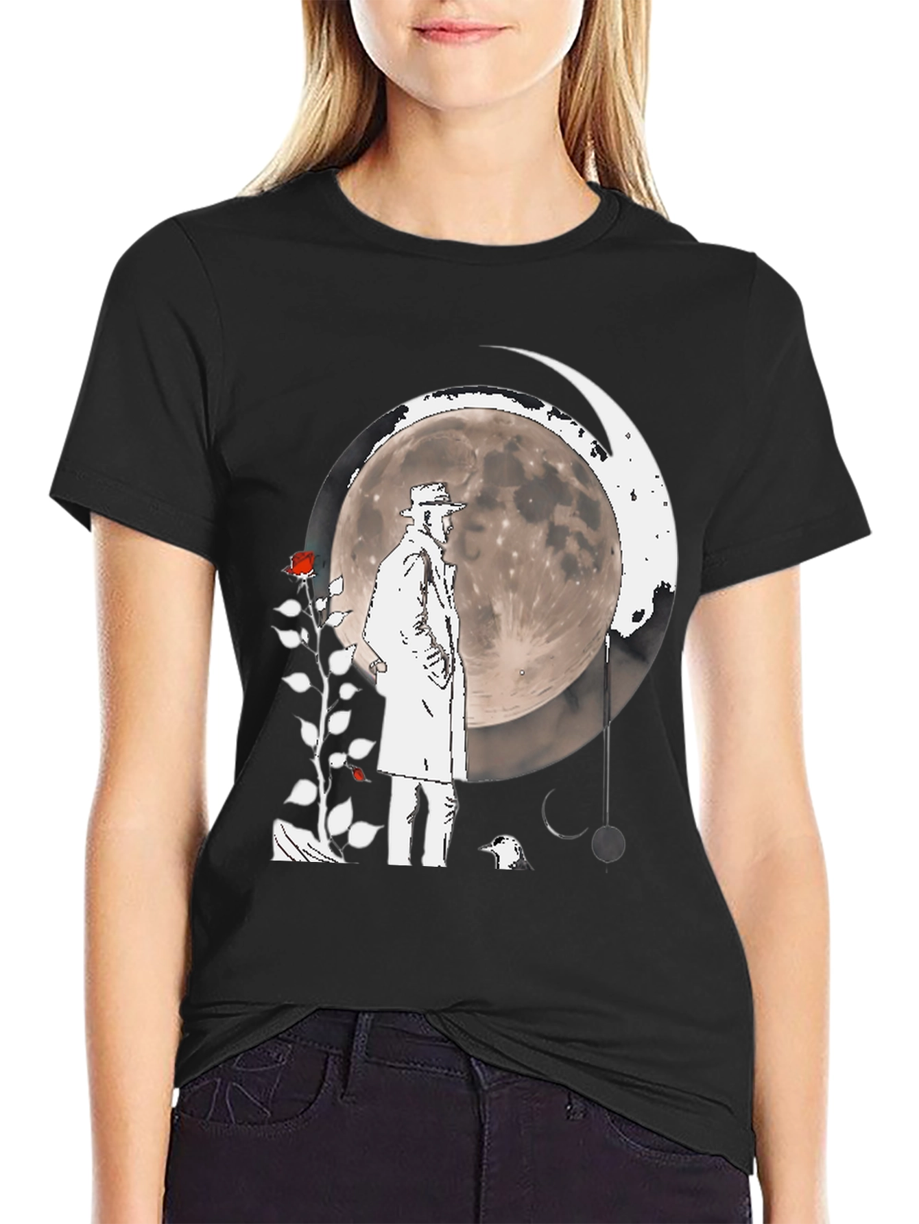 Moonlit Detective Graphic T-Shirt