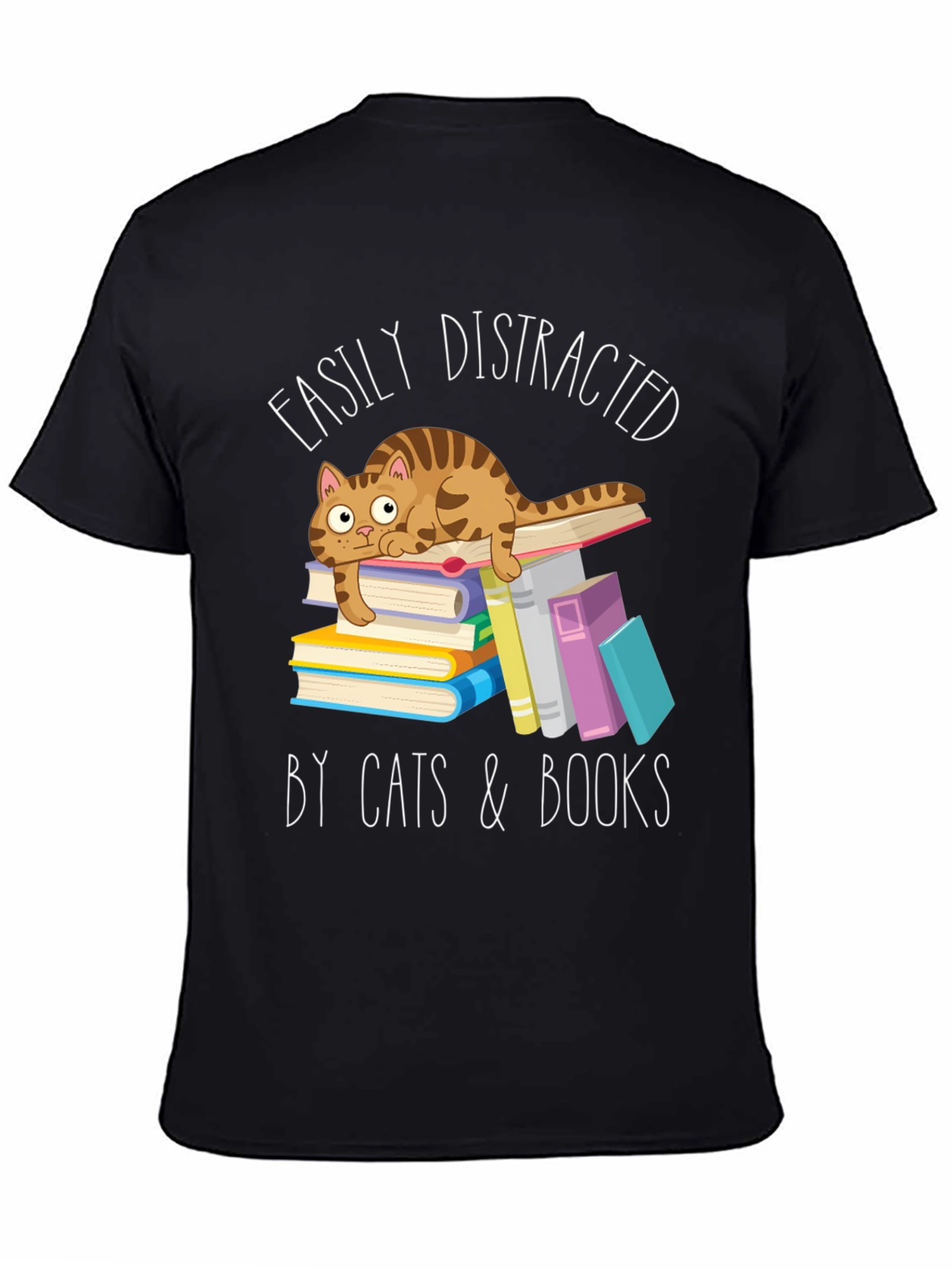 Easily Distracted by Cats and Books T-Shirt