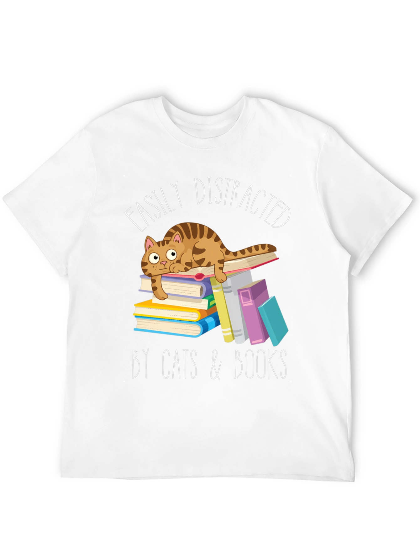 Easily Distracted by Cats and Books T-Shirt