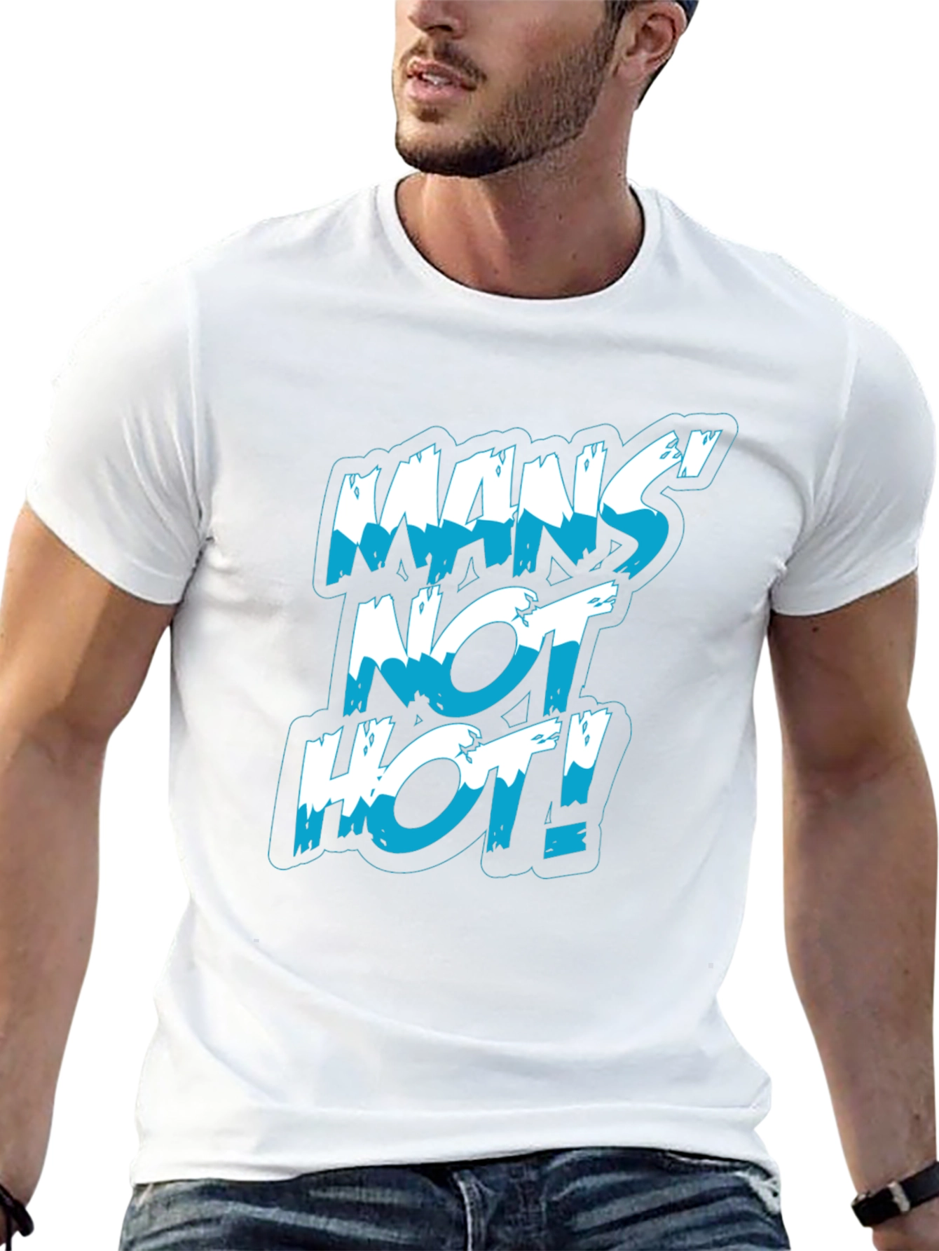 Mans Not Hot! Graphic Print Black T-Shirt