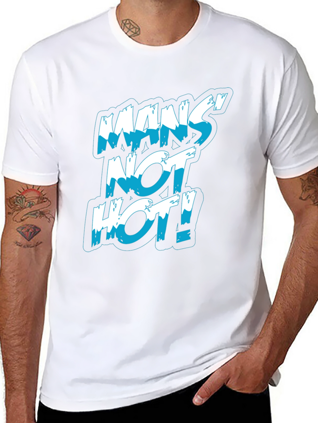 Mans Not Hot! Graphic Print Black T-Shirt
