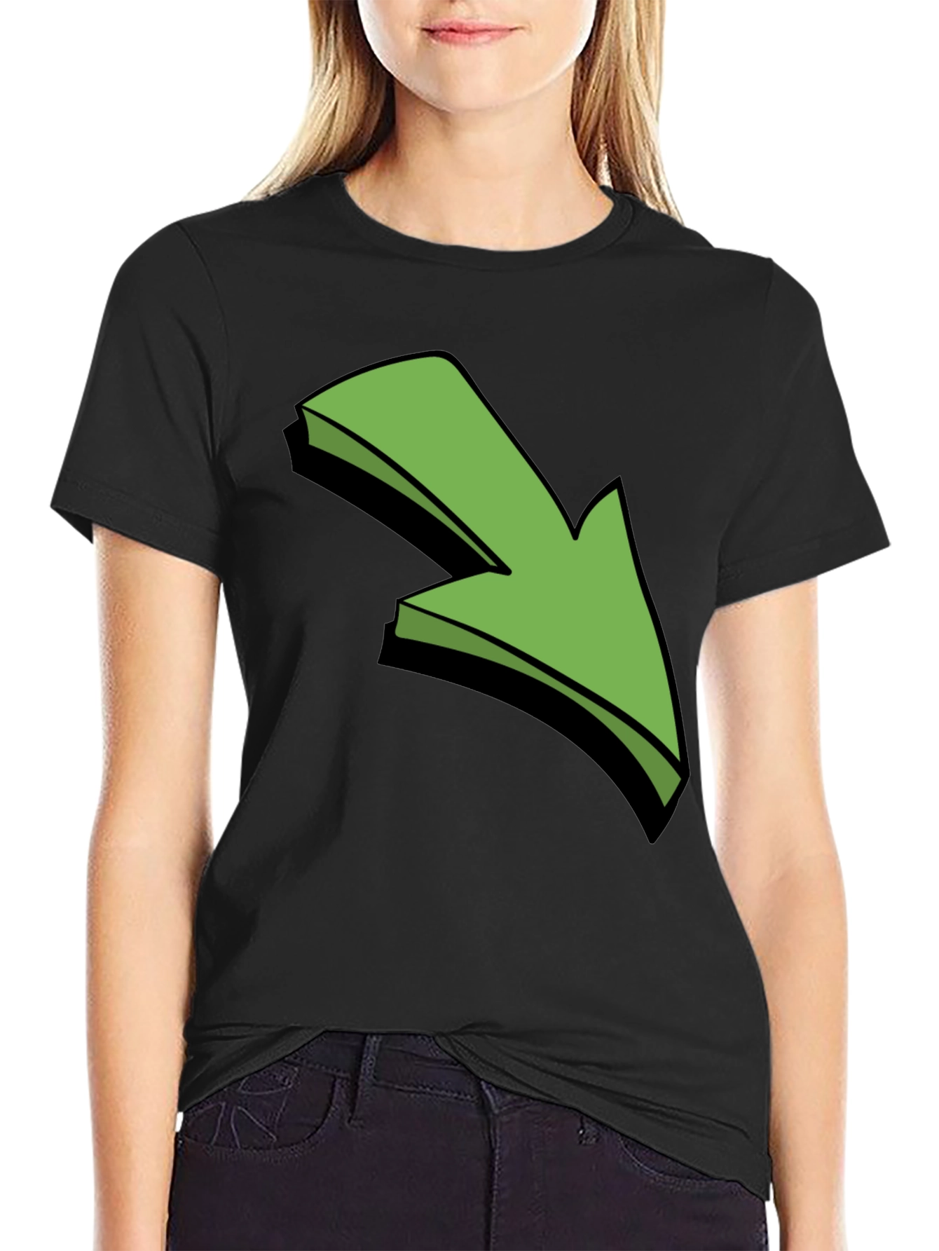Green Arrow Graphic Black T-Shirt