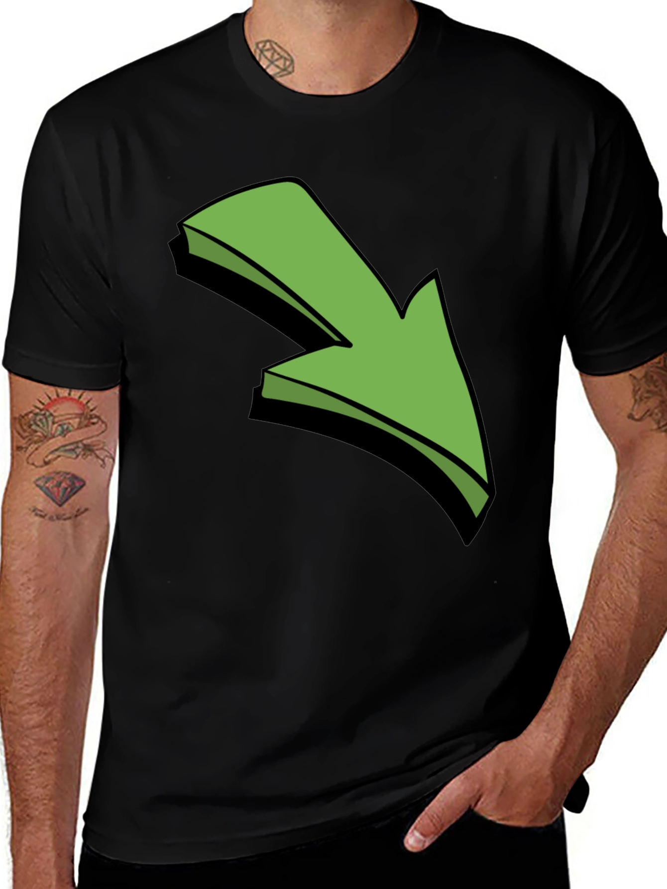 Green Arrow Graphic Black T-Shirt