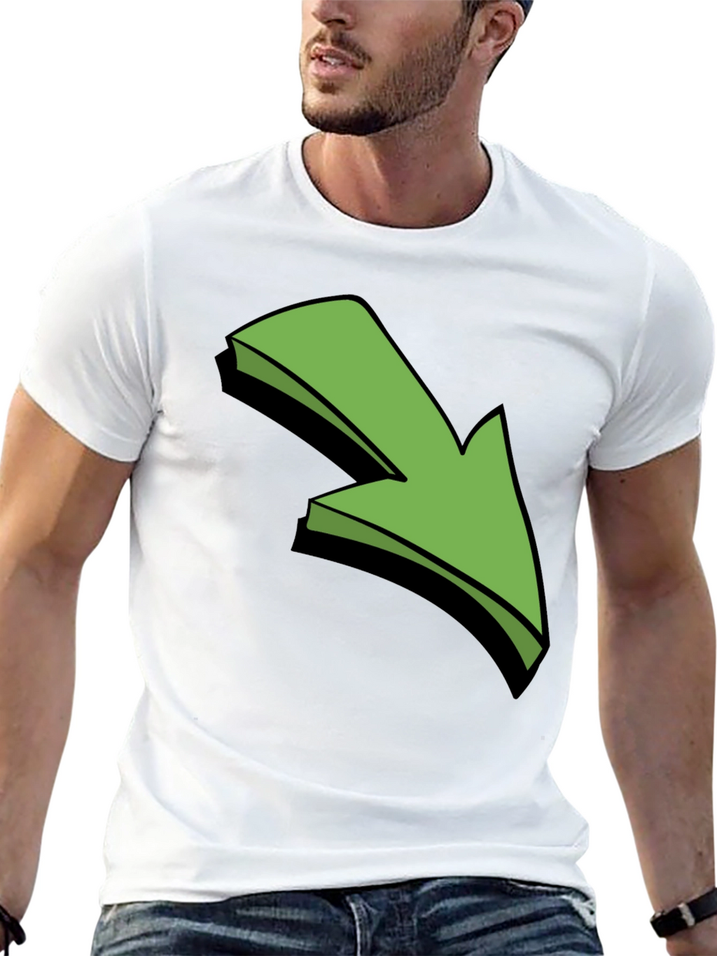 Green Arrow Graphic Black T-Shirt