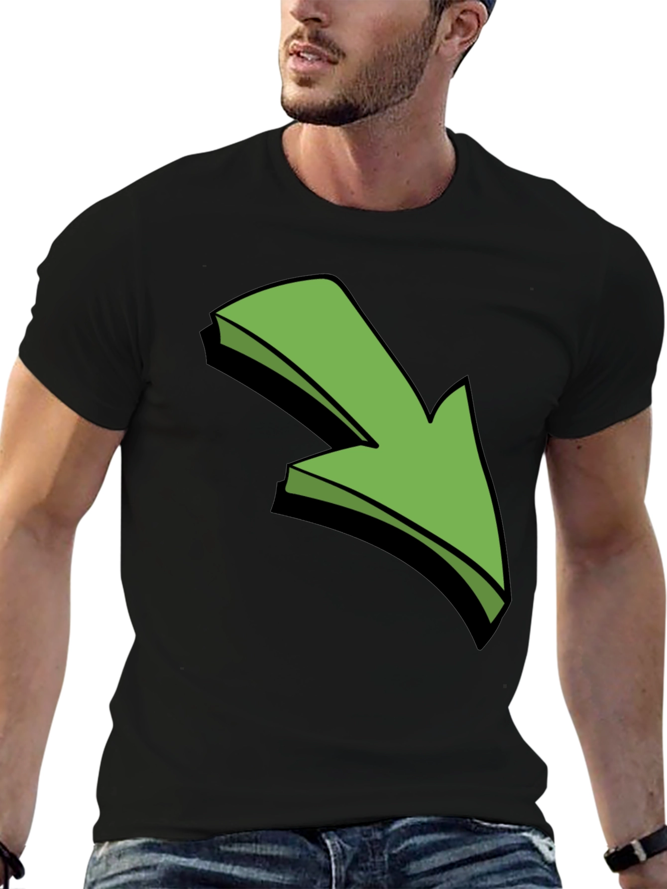 Green Arrow Graphic Black T-Shirt