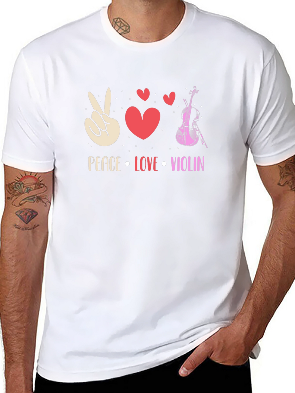 Peace Love Violin Graphic T-Shirt