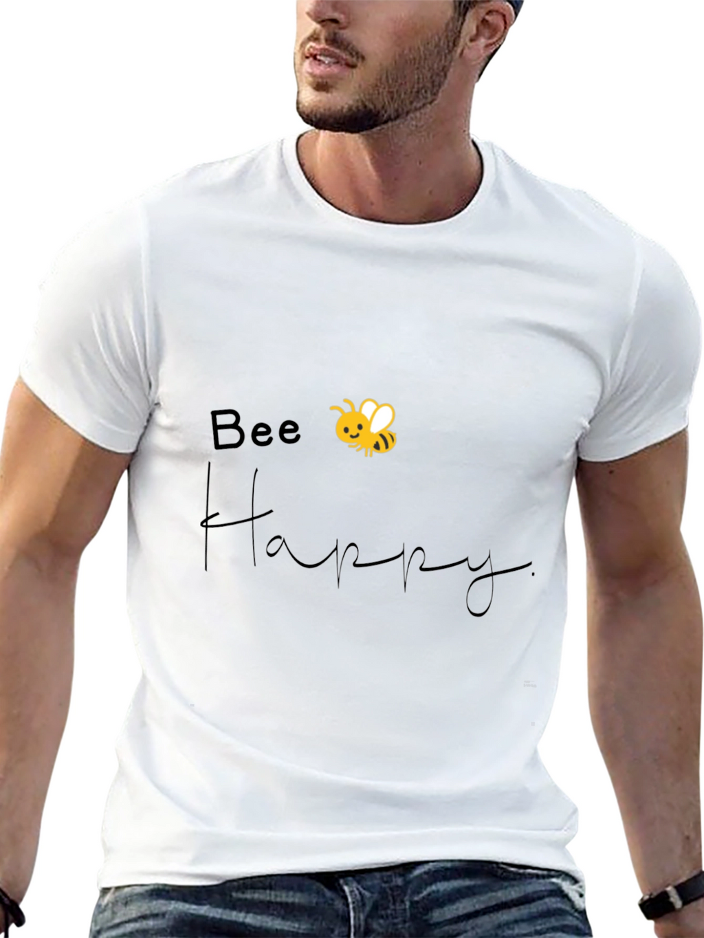 Bee Happy Graphic Tee - Black