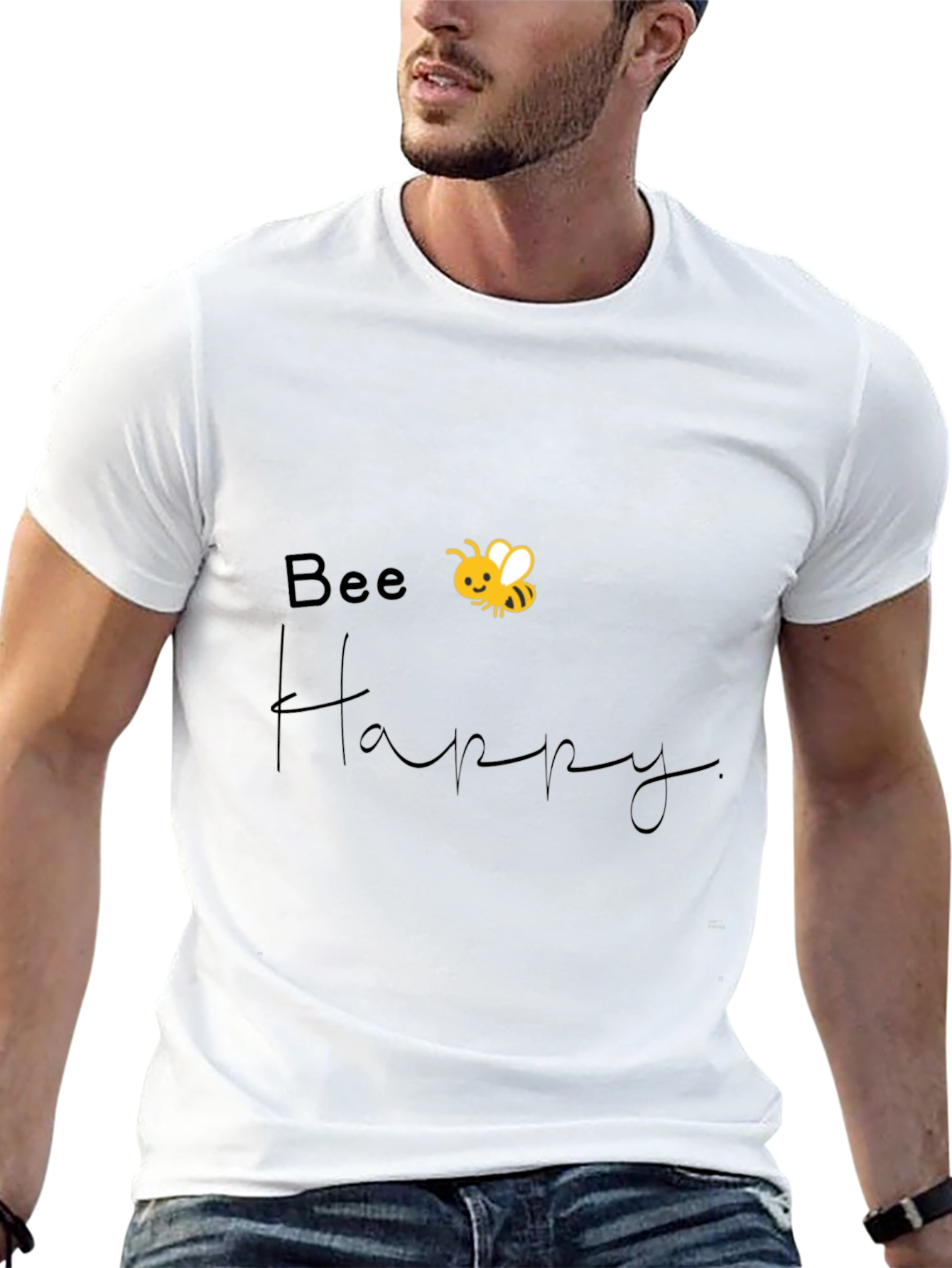 Bee Happy Graphic Tee - Black