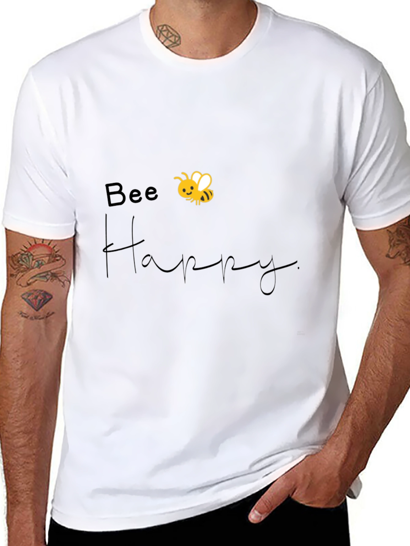 Bee Happy Graphic Tee - Black