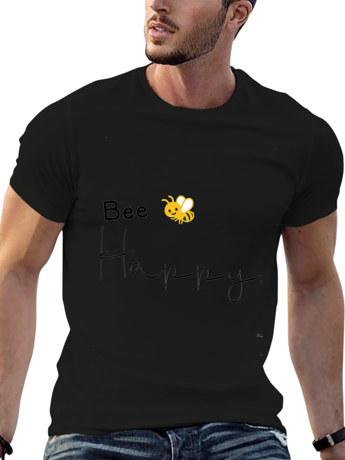 Bee Happy Graphic Tee - Black