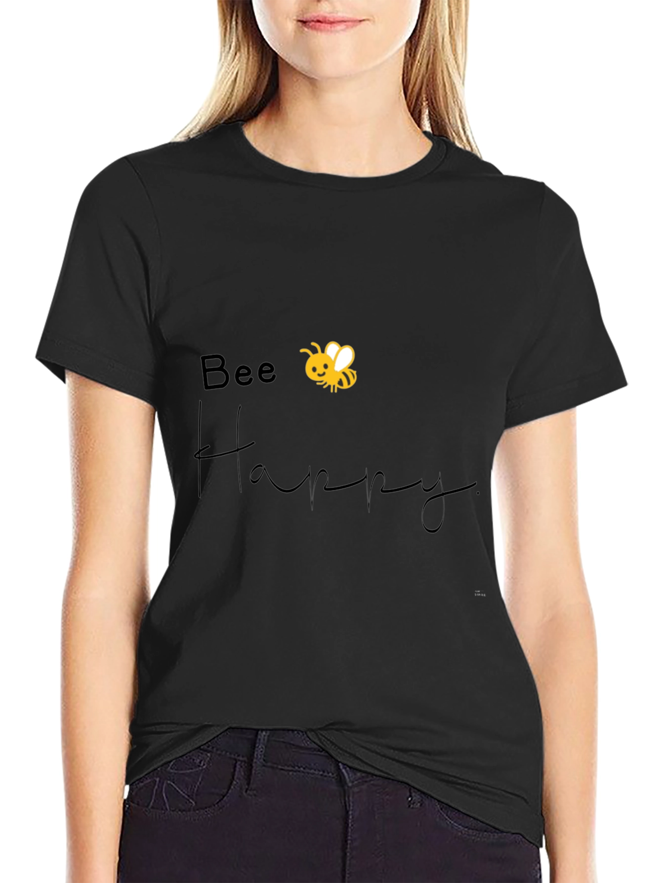 Bee Happy Graphic Tee - Black
